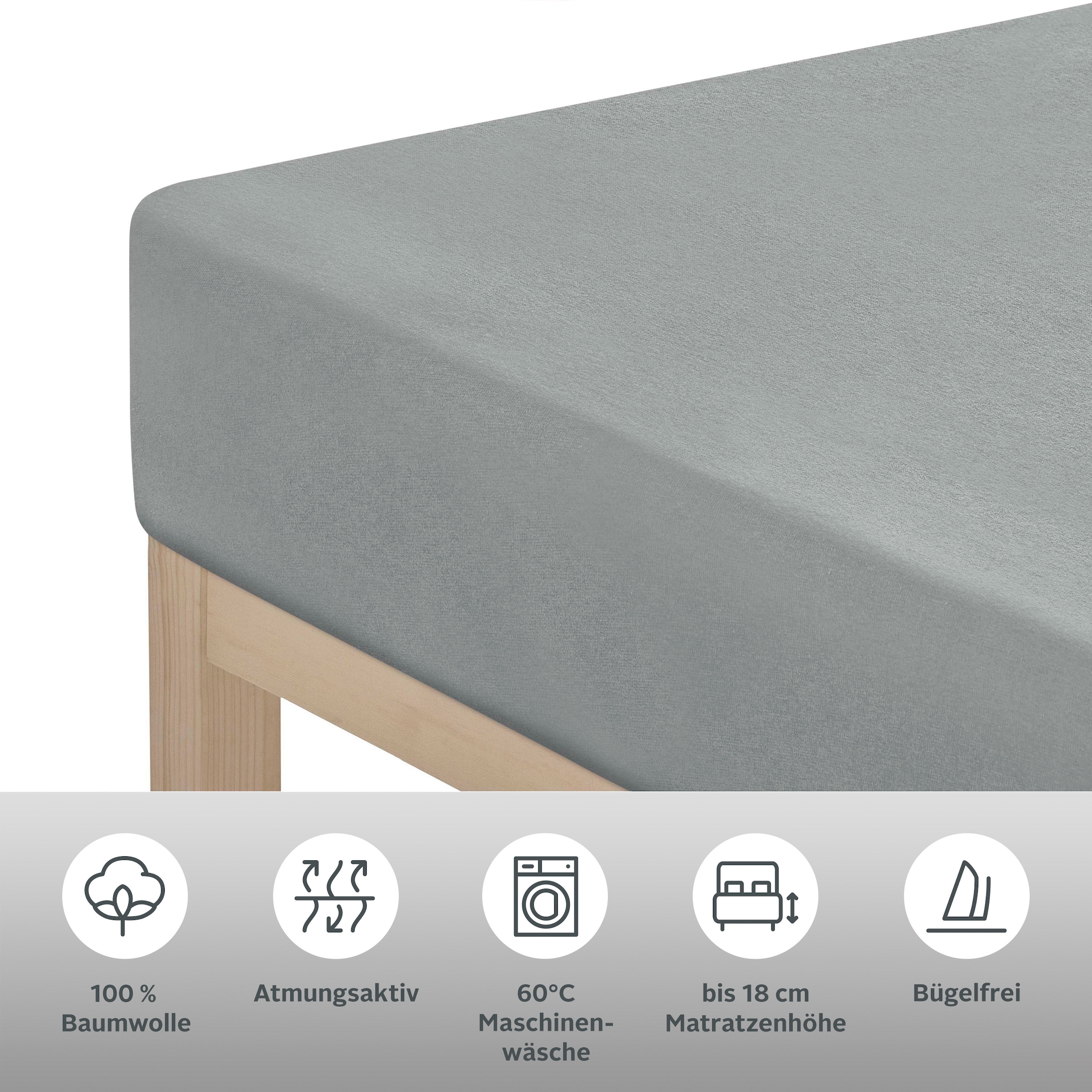 OTTO home Spannbettlaken »PHYSALIS in BASIC und PREMIUM Qualität, 100% Baumwolle« für Matratzen bis 18 cm Höhe, Bettlaken, Spannbetttuch, pflegeleicht