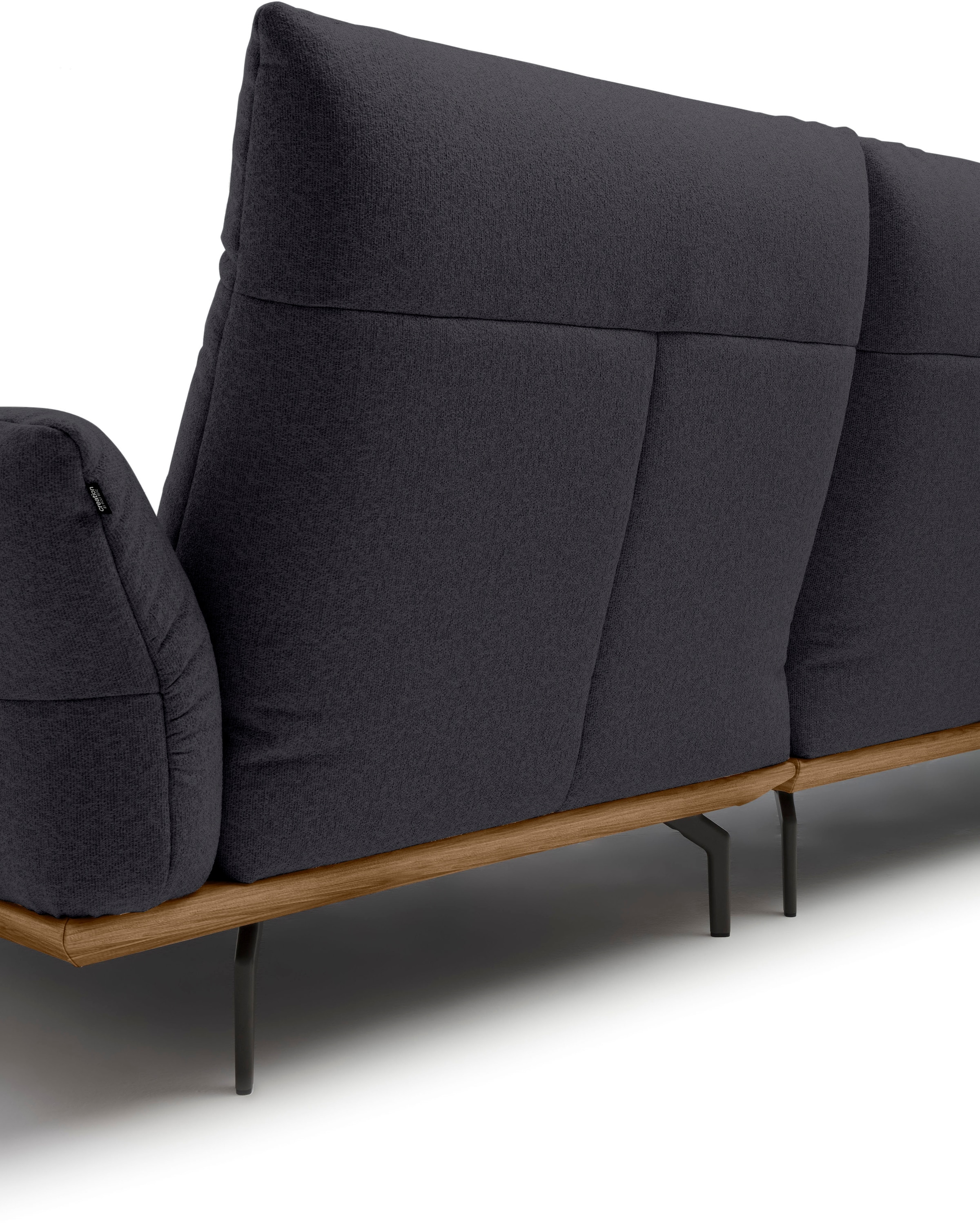 Creation BY ROLF BENZ Ecksofa »CR.460«, Sockel in Nussbaum, Winkelfüße in Umbragrau, Breite 298 cm