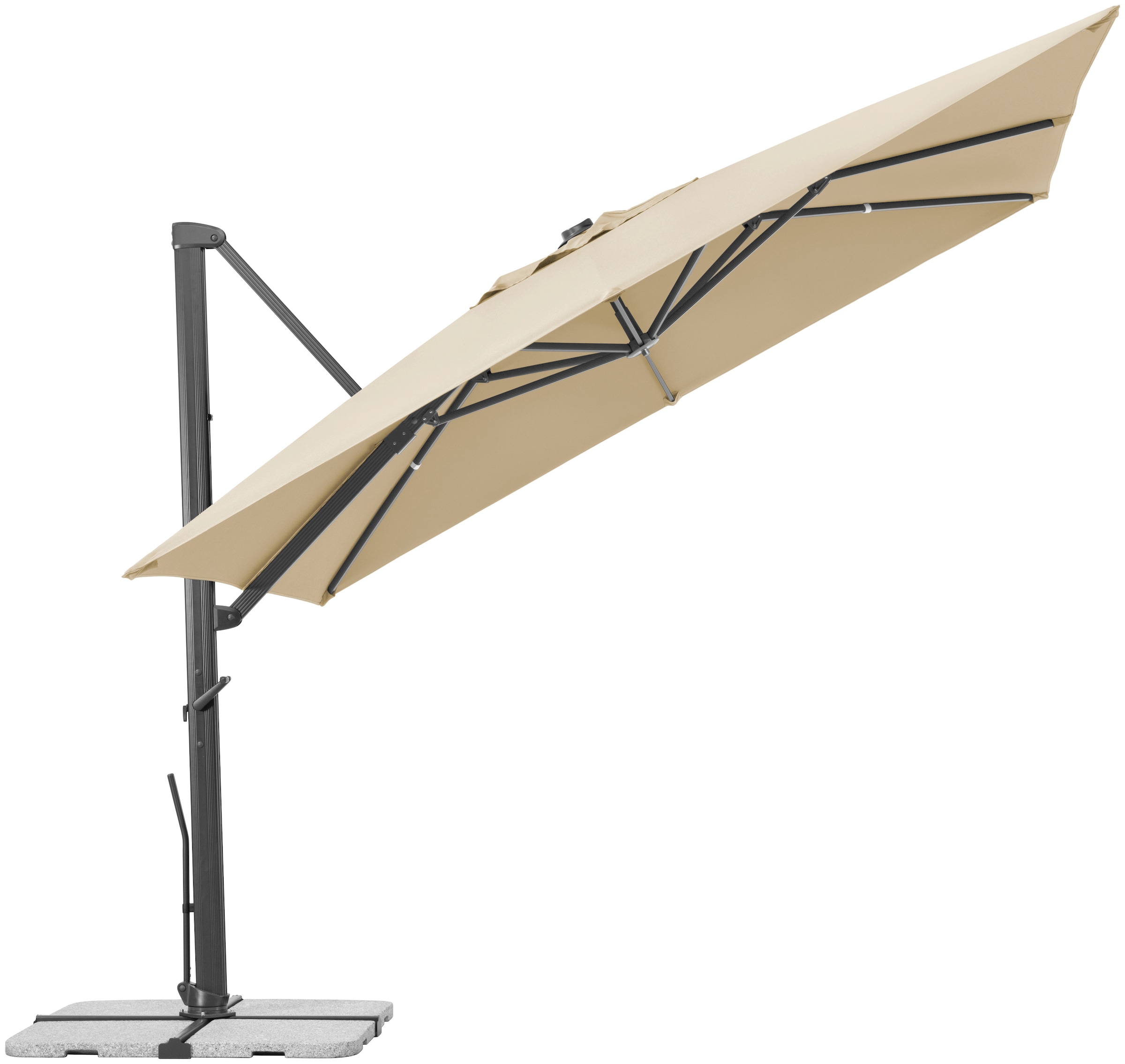 Schneider Schirme Ampelschirm »Rhodos Smart« BxL: 300x300 cm, Alu/Polyester, inkl. Plattenständer/Schutzhülle