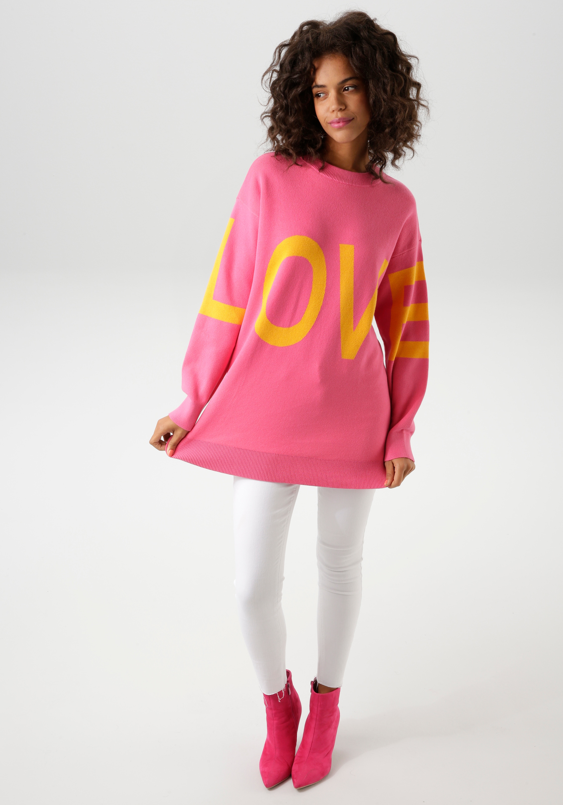 Aniston CASUAL Strickpullover mit eingestricktem LOVE-Schriftzug