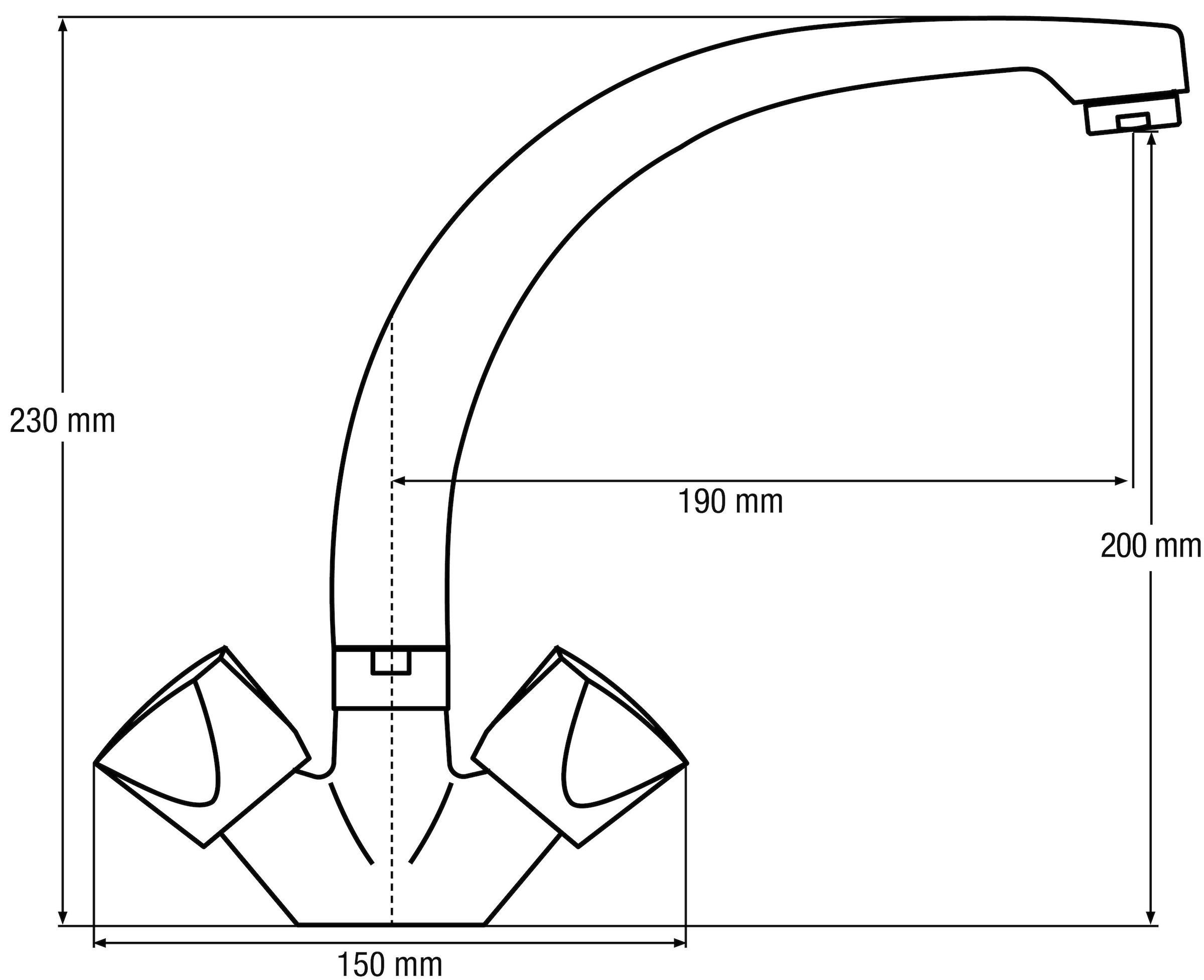 CORNAT Spültischarmatur »Zweigriffarmatur "Lisa", HD, Messing, verchromt« , hoher & schwenkbarer Auslauf