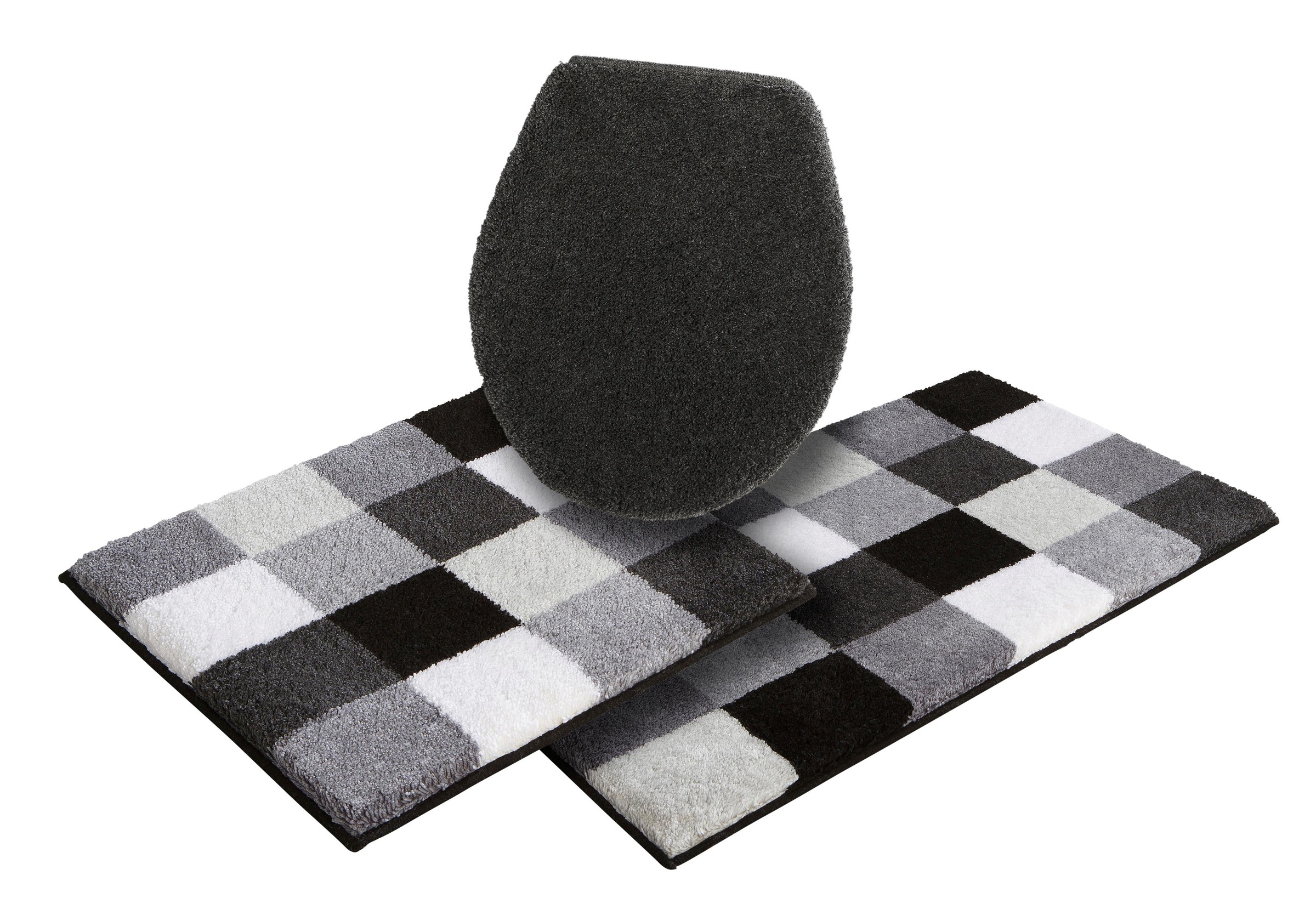 Grund Badematte »Mosaik, Badvorleger, Badezimmer Teppich, sehr weich«, rutschhemmend beschichtet, fußbodenheizungsgeeignet, angenehm weich, auch als 3 teiliges Set erhältlich, Made in Europe