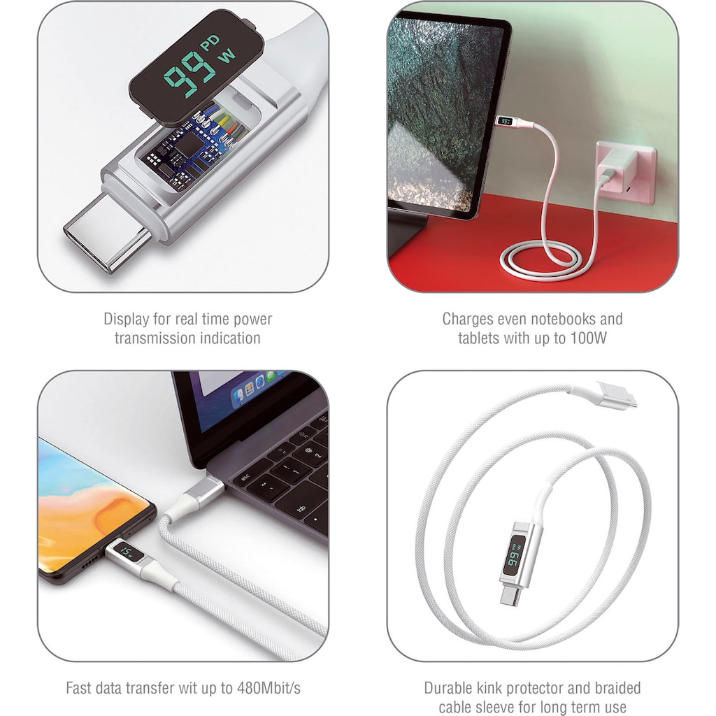 4smarts USB-Kabel »USB-C auf USB-C Kabel DigitCord 100W 1,5m«, 150 cm