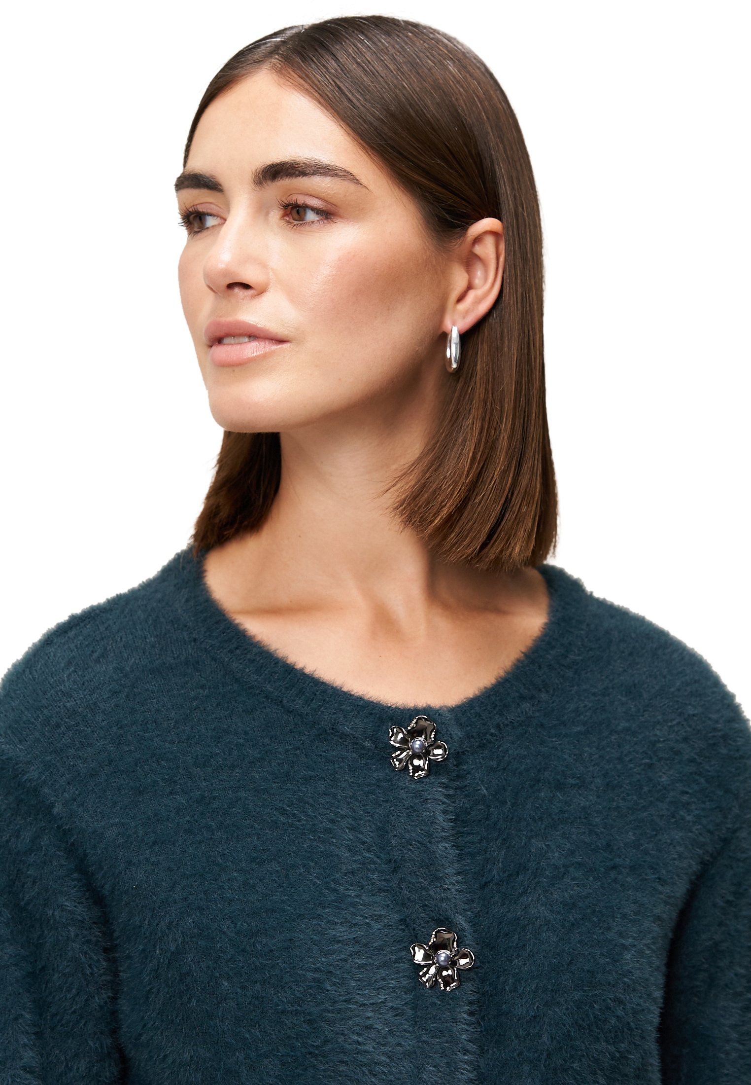 Zero Strickjacke »Strickjacke mit Blumenknöpfen«