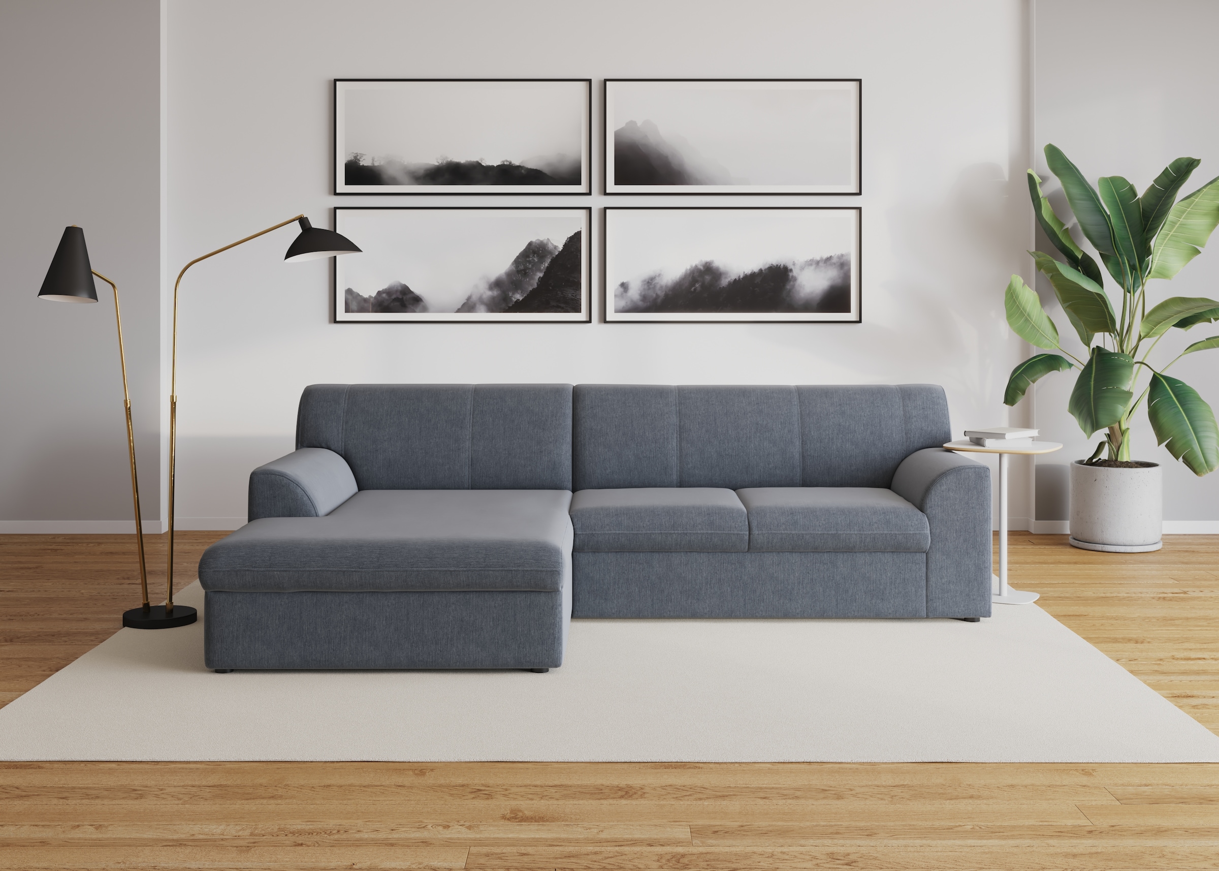 DOMO collection Ecksofa »Topper, elegant und zeitlos, kompaktes Stellmaß 245/155cm, L-Form«, mit Recamiere, wahlweise mit Schlaffunktion