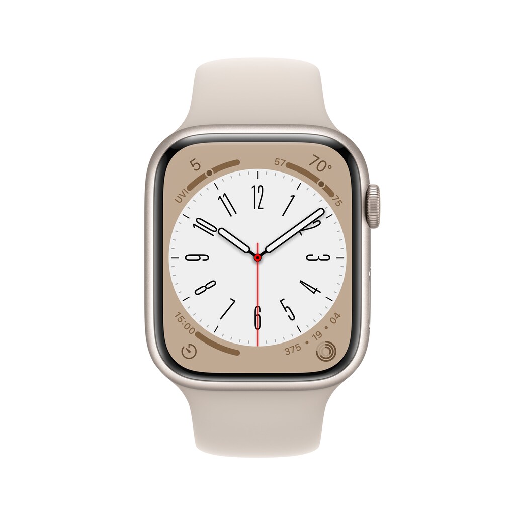 Apple Smartwatch »Series 8, GPS, Aluminium-Gehäuse, 45 mm mit Sportarmband«, (Watch OS)