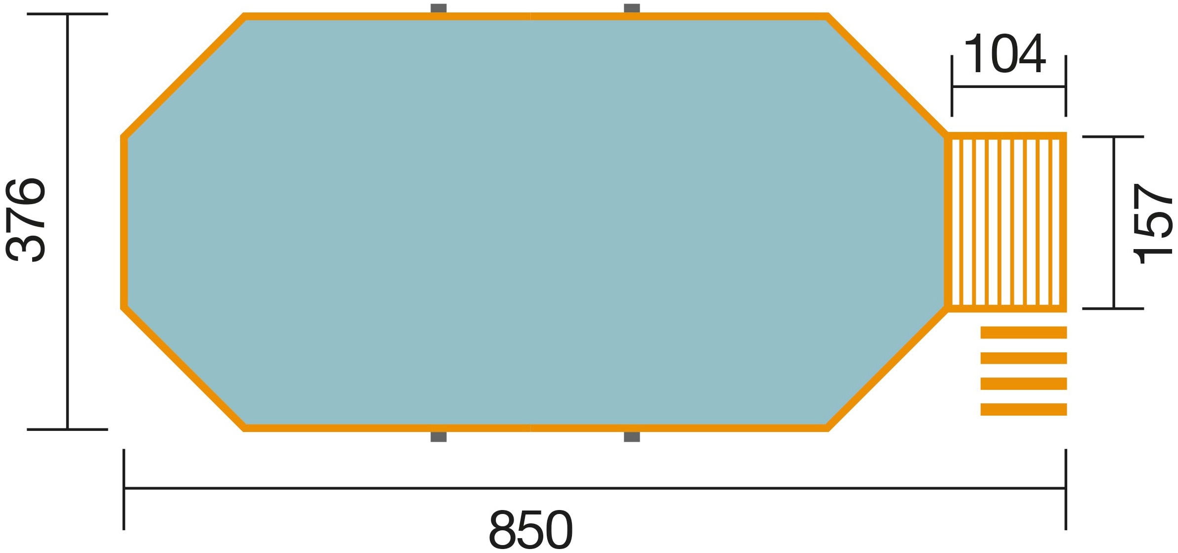 weka Rechteckpool »MALI 5 mit Technikraum«, (Set, 9 tlg.), BxLxH: 376x850x116 cm