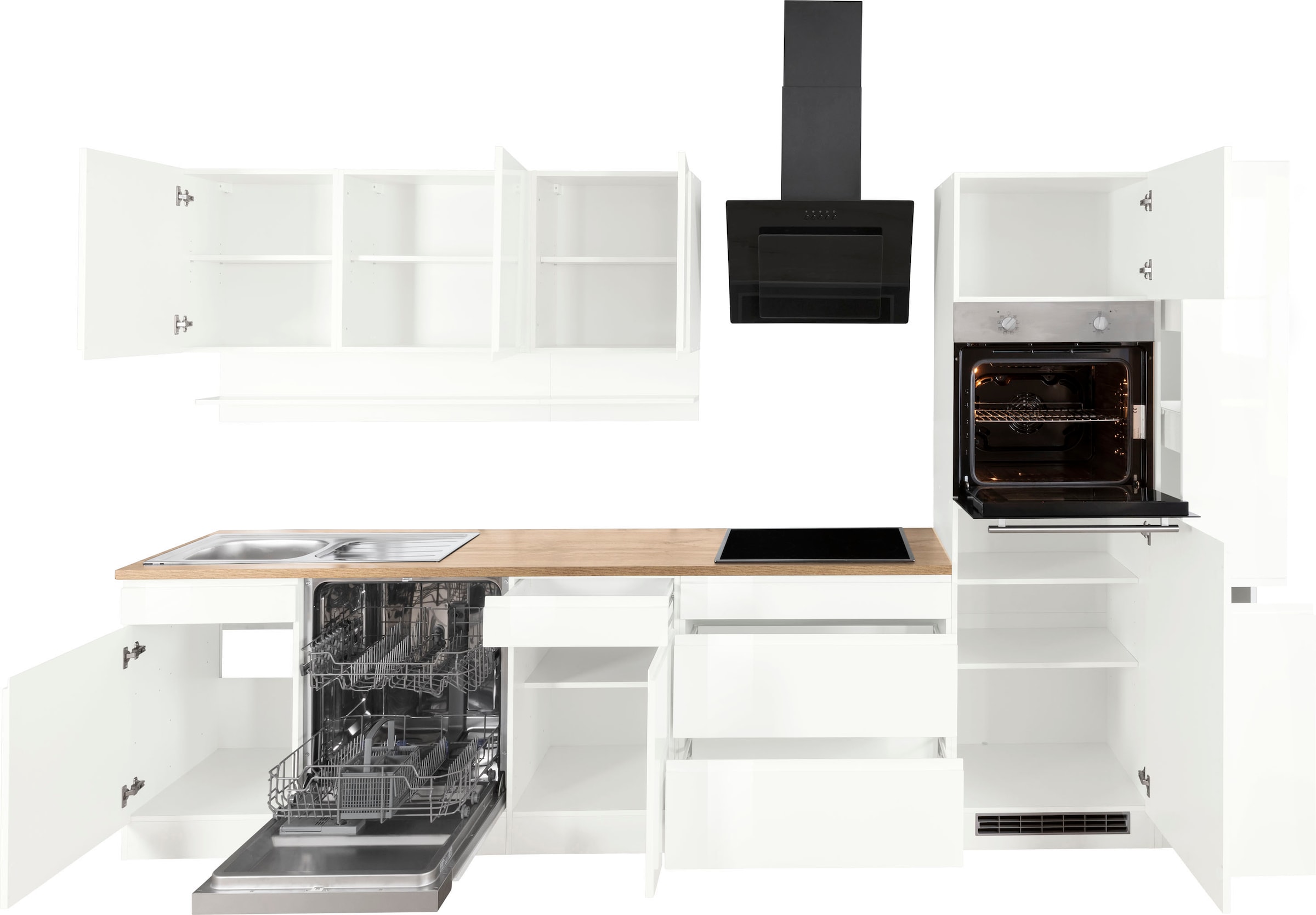 KOCHSTATION Küchenzeile »KS-Virginia«, Breite 330 cm, mit E-Geräten