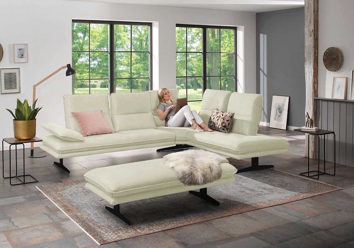 W.SCHILLIG Ecksofa »broadway, Designsofa, toller Sitzkomfort, zeitlos, elegant, L-Form«, Sitztiefenverstellung, Kopfteil- & Seitenteilverstellung, Breite 284cm
