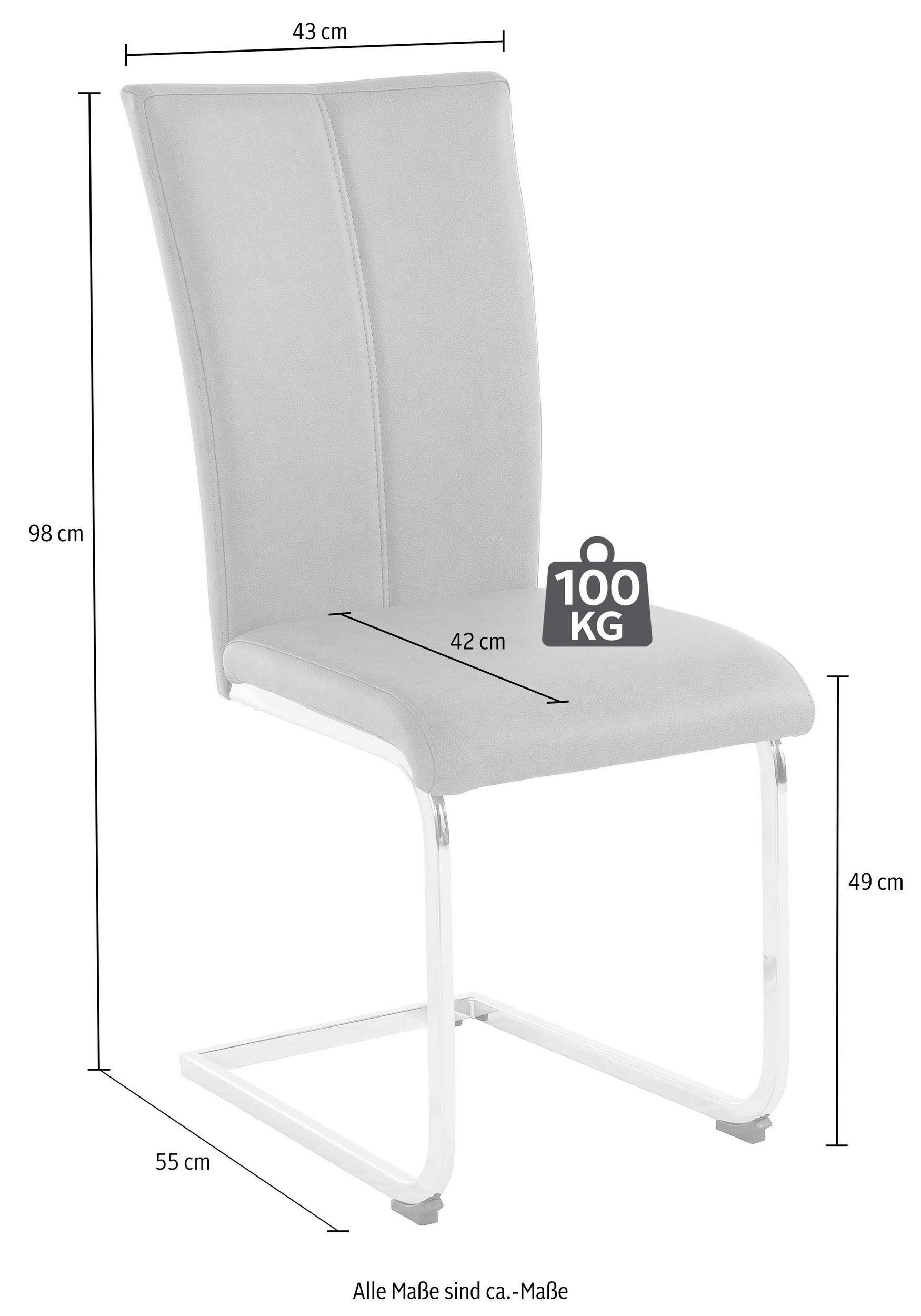 Home affaire Freischwinger »Alex«, (Set), 2 St., Microfaser 2, Stuhl belastbar bis 120 Kg, Gestell im Chrom-Look