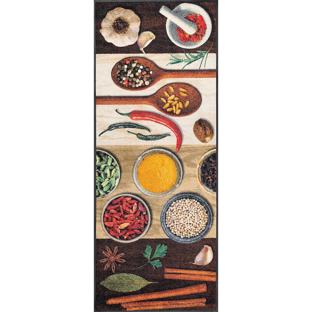wash+dry by Kleen-Tex Küchenläufer »Hot Spices«, rechteckig, 9 mm Höhe, Motiv Gewürze, rutschhemmend, In- und Outdoor geeignet, waschbar, Küche