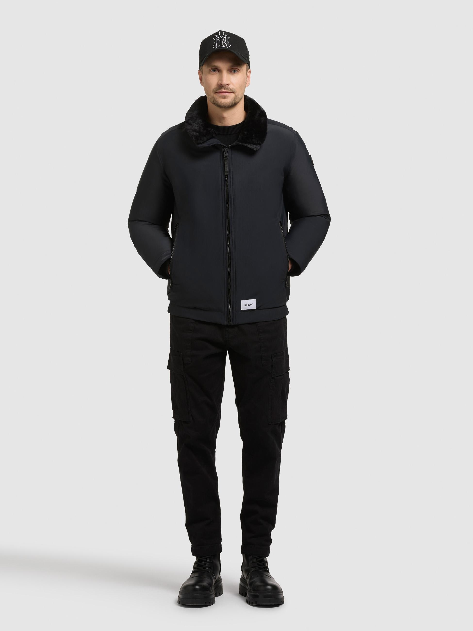 khujo Outdoorjacke »Outdoorjacke Huey« ohne Kapuze Herren Winterjacke mit abnehmbarem Plüsch-Besatz