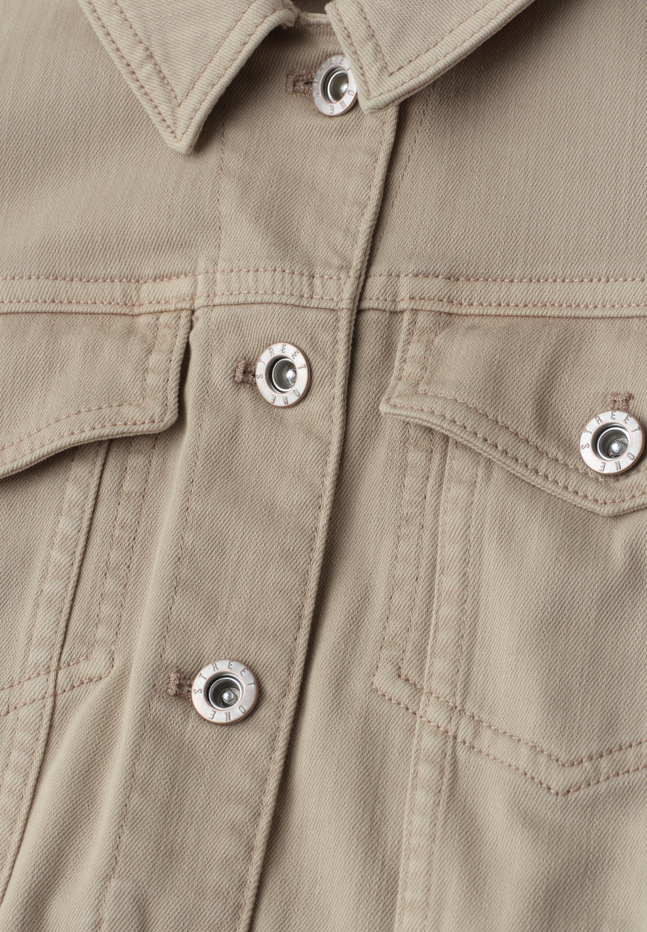 STREET ONE Jeansjacke ohne Kapuze im Colored-Denim-Look mit Taschen