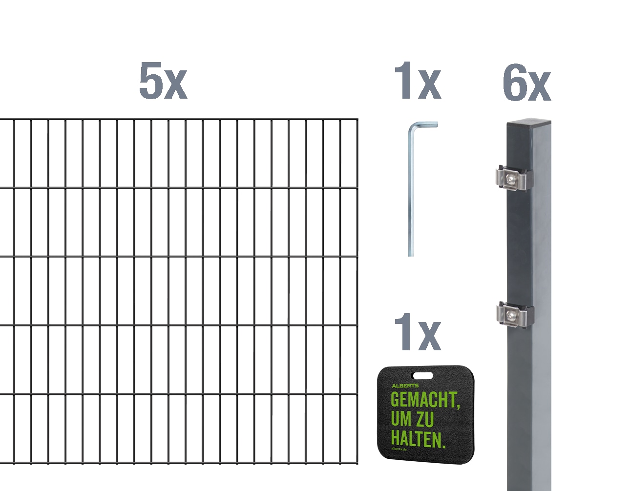 Alberts Doppelstabmattenzaun »Grundset«, Höhe: 80 - 160 cm, Gesamtlänge: 4 - 30 m, zum Einbetonieren