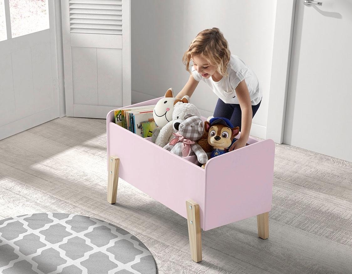 Vipack coffre à jouets kiddy vieux rose