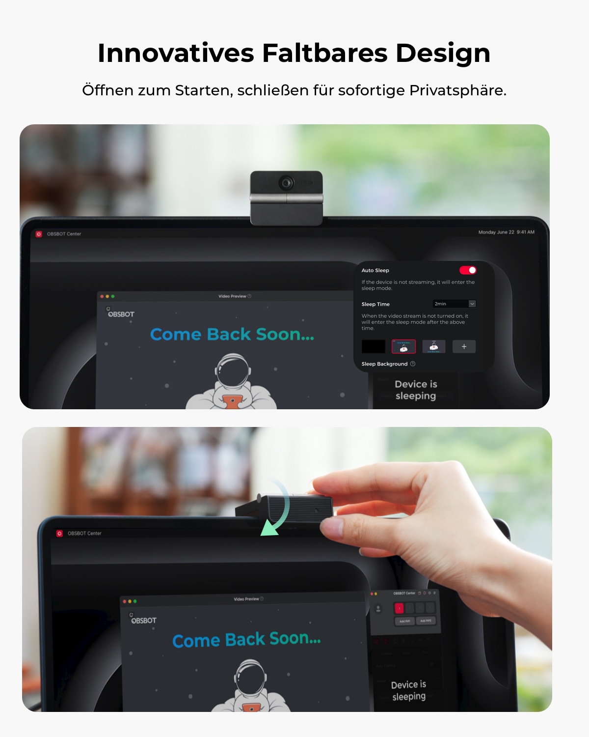 OBSBOT Webcam »Meet Flip« 4K Ultra HD