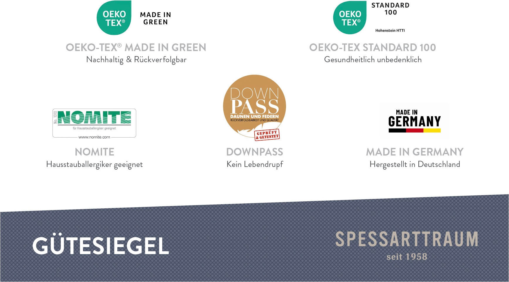 SPESSARTTRAUM 3-Kammer-Kopfkissen »Laax Kissen 40x80 cm & 80x80 cm«, Füllung: 100% Daunen, Bezug: 100% Baumwolle, (1 St.), 3-Kammerkissen weich und stützend