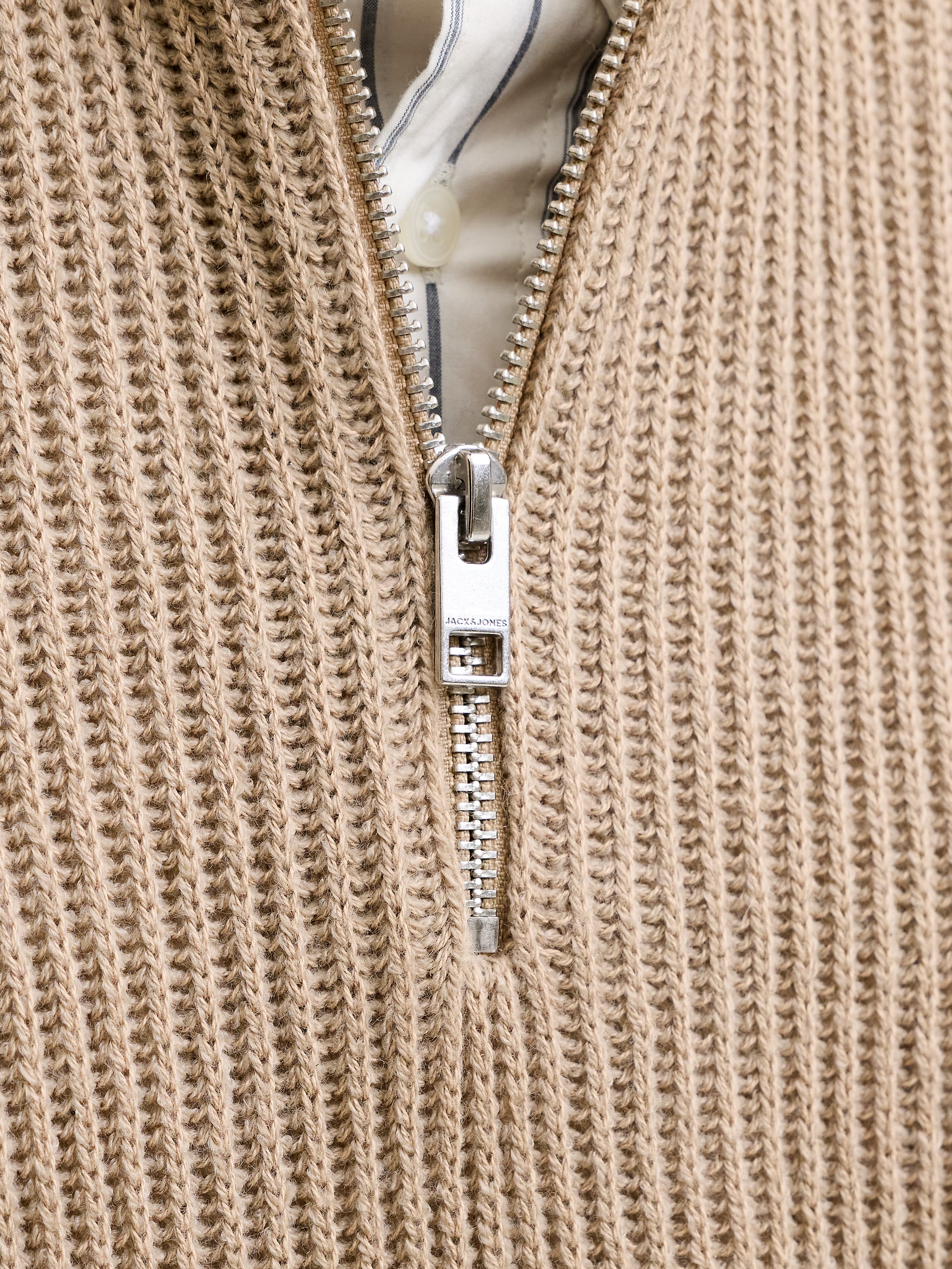 Jack & Jones Troyer »JJPANNEL KNIT HALF ZIP AW26« Materialmix, regular fit