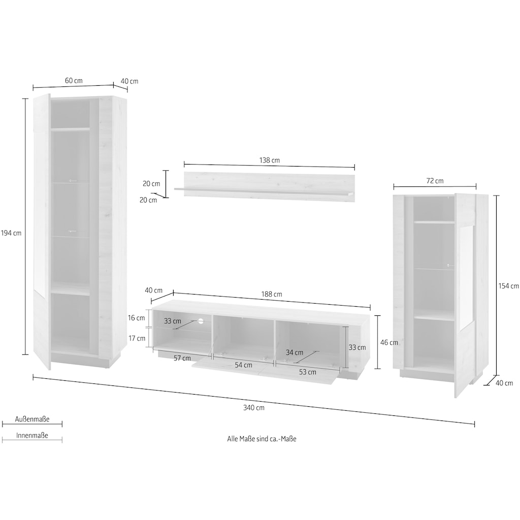 INOSIGN Wohnwand »CLAiR Kombi 22«, (Set, 4 St.)