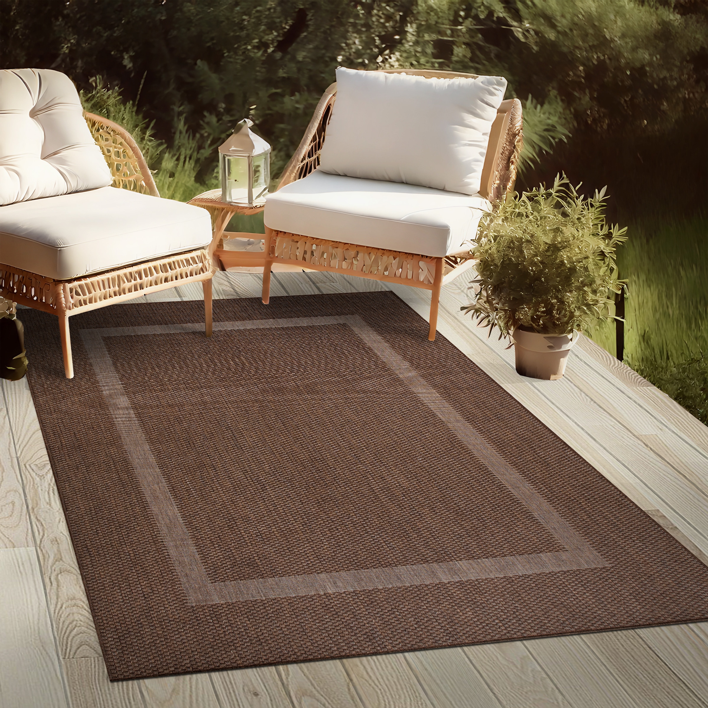 OTTO home Teppich »Venedig Bordüre auch als Läufer erhältlich« rechteckig 3 mm Höhe In- und Outdoor geeignet, Sisal-Optik, Wetterfest & UV-beständig