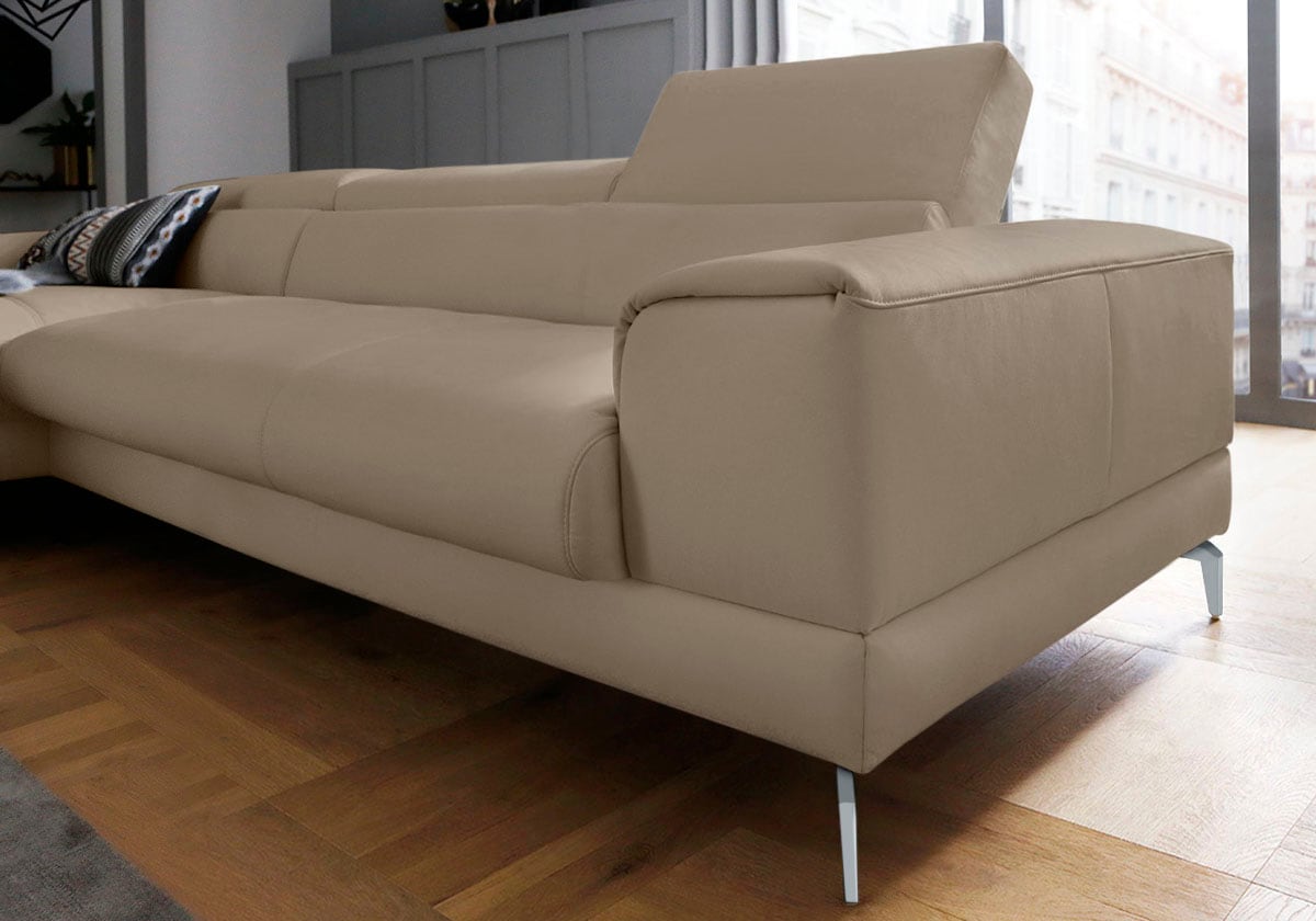 W.SCHILLIG Ecksofa »piedroo, Designsofa mit tollem Sitzkomfort, bequem und elegant, L-Form«, Kopfteilverstellung, wahlweise mit Sitztiefenverstellung, Breite 343cm