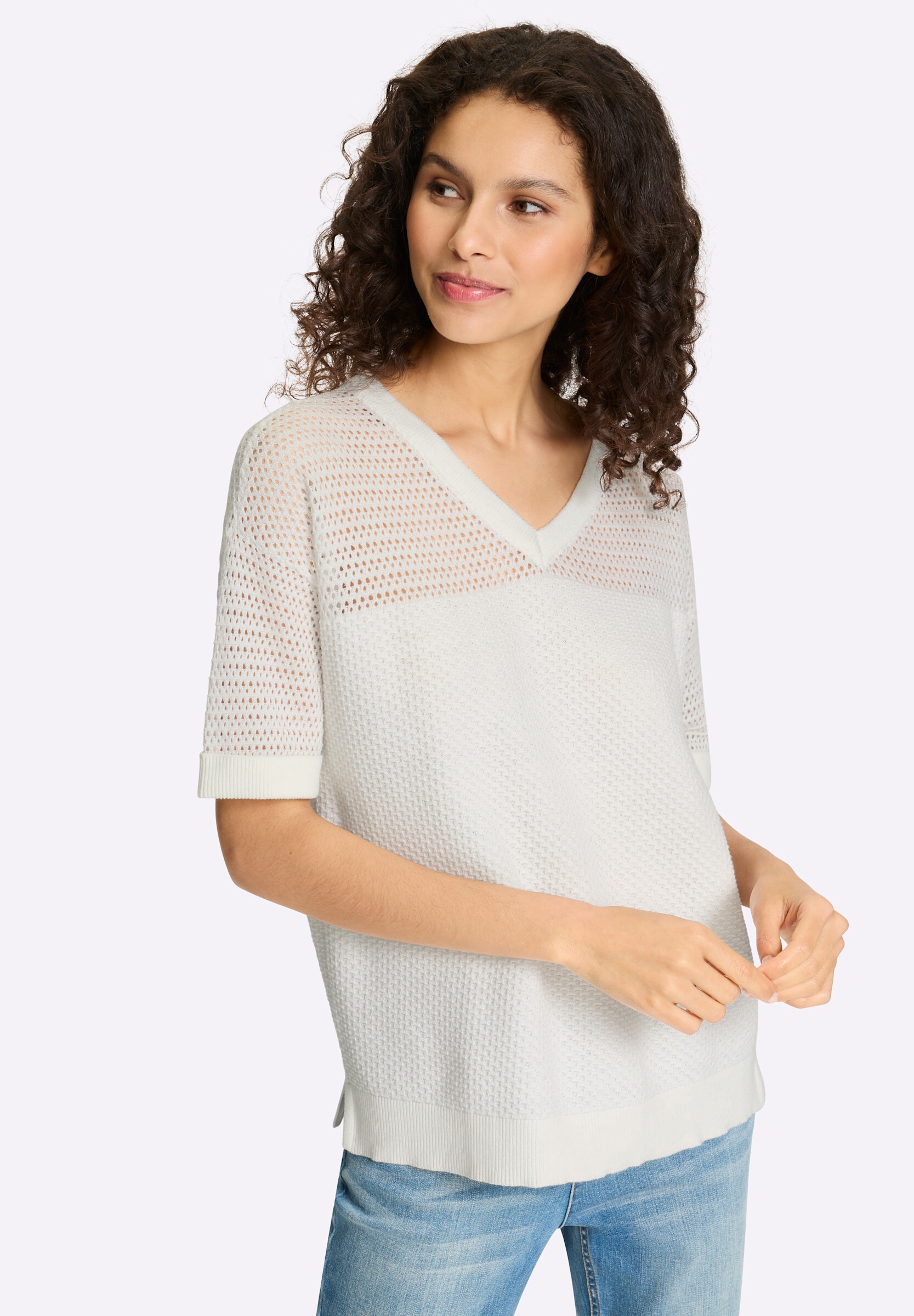heine Strickpullover »Pullover Pullover mit Ajourstrick«