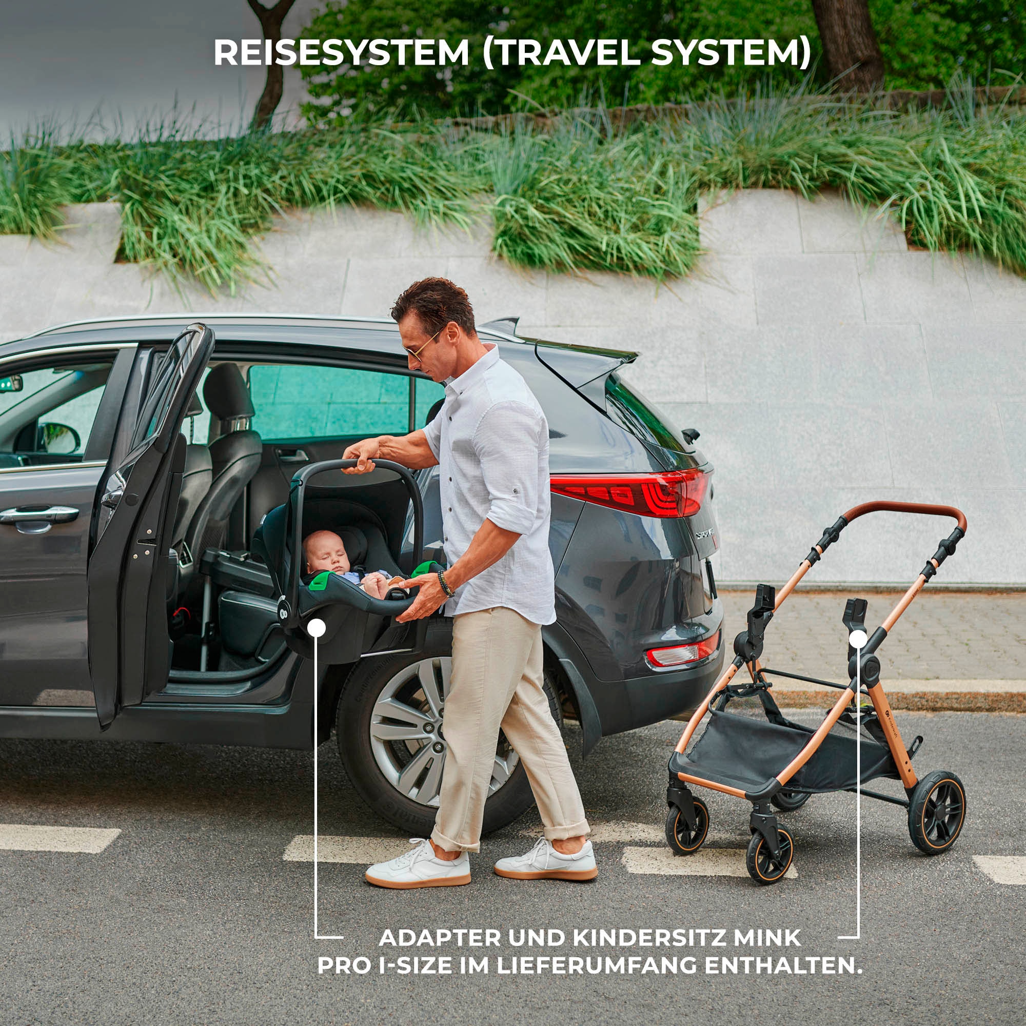 Kinderkraft Kombi-Kinderwagen »ESME 3IN1« 25 kg inkl. Babyschale MINK PRO 2 i-Size (40–87 cm)