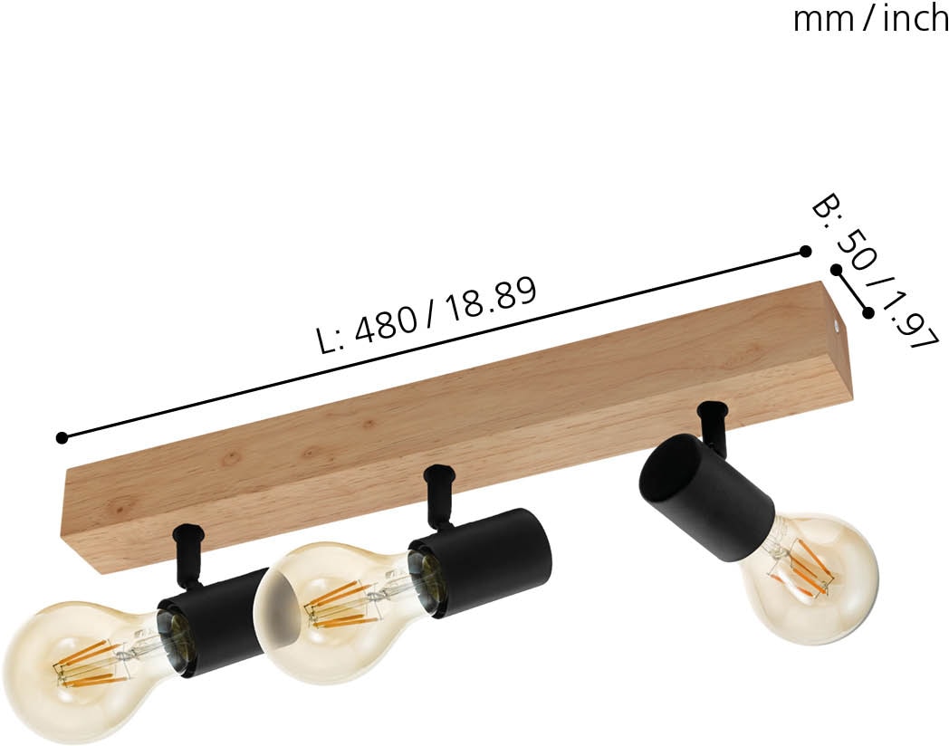 EGLO Deckenspot »TOWNSHEND 3« E27 Spot, Wohnzimmerlampe, Flur, L48 x B5 cm, 3X60W exkl.