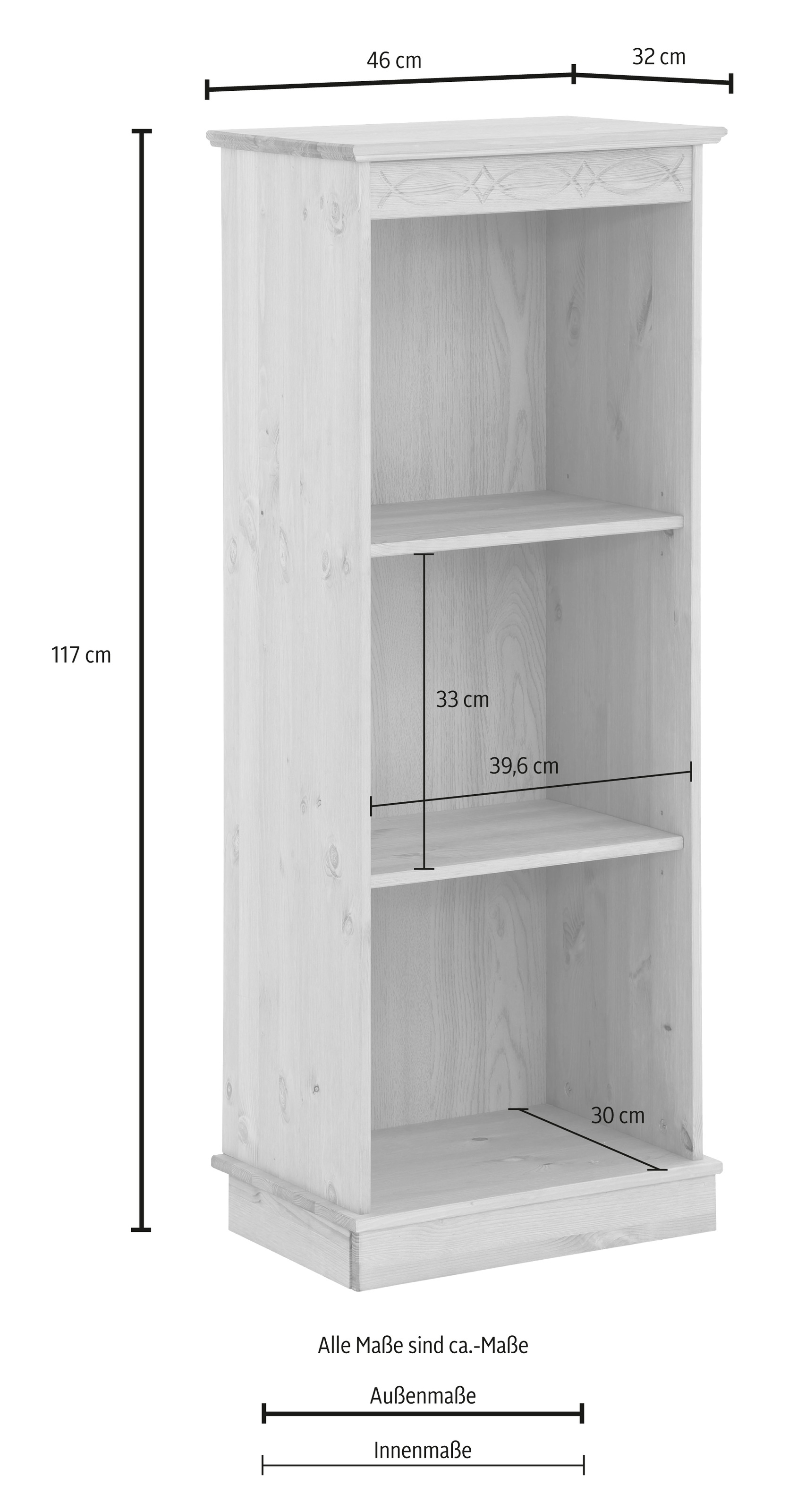 Home affaire Bücherregal »Indra«, aus massiver Kiefer, in verscheidenen Höhen, mit FSC®®
