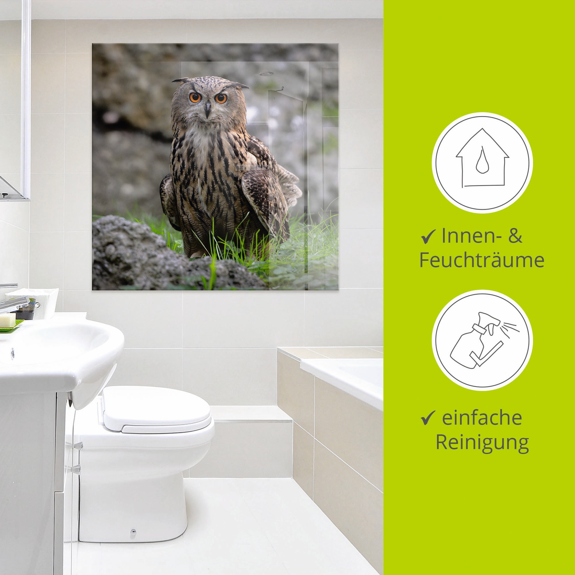 Artland Glasbild »Uhu« Vögel 1 Stk. tlg. in verschiedenen Größen