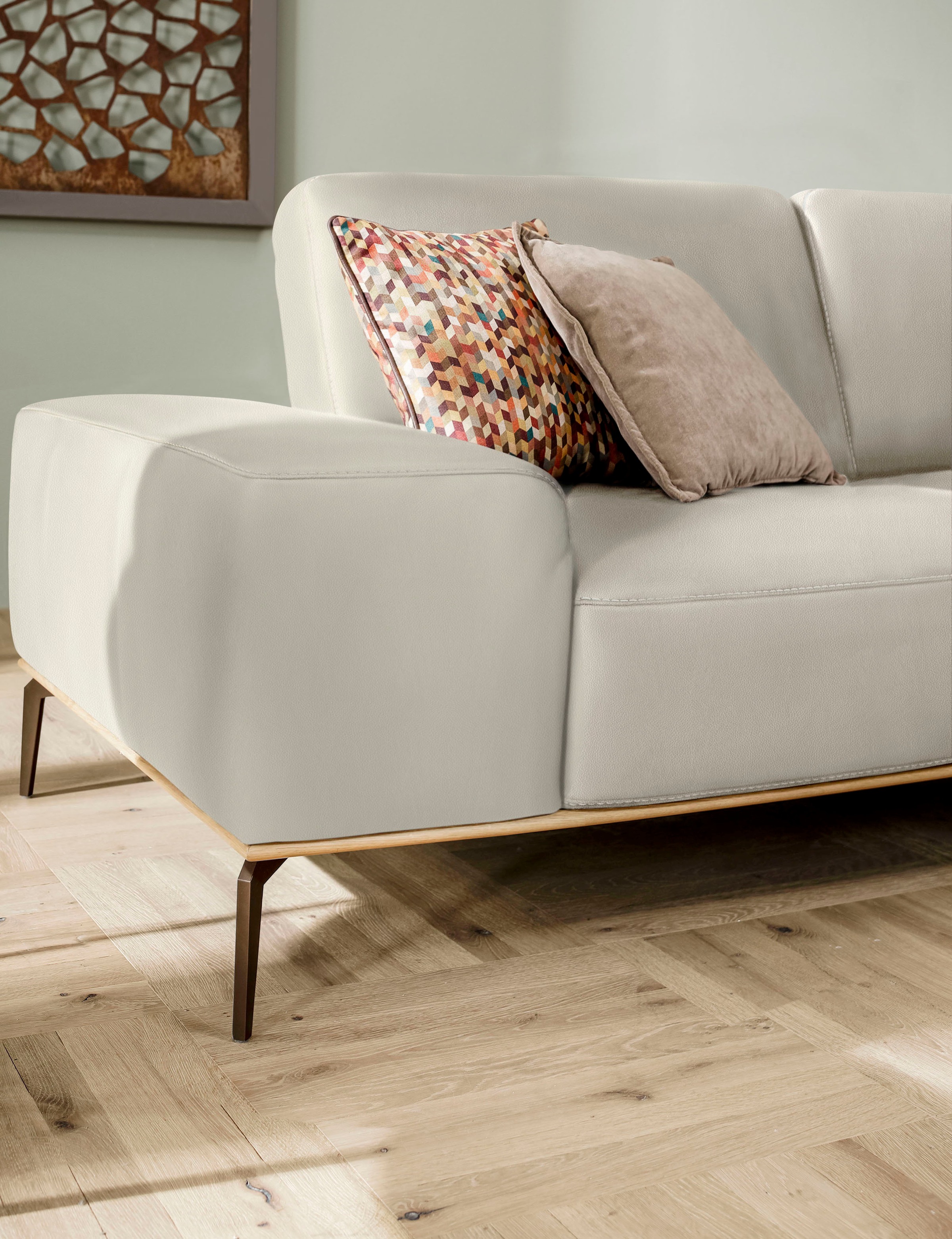 W.SCHILLIG Ecksofa »run, Designsofa mit tollem Sitzkomfort, bequem, L-Form«, mit Holzsockel, Füße in Bronze pulverbeschichtet, Breite 319 cm