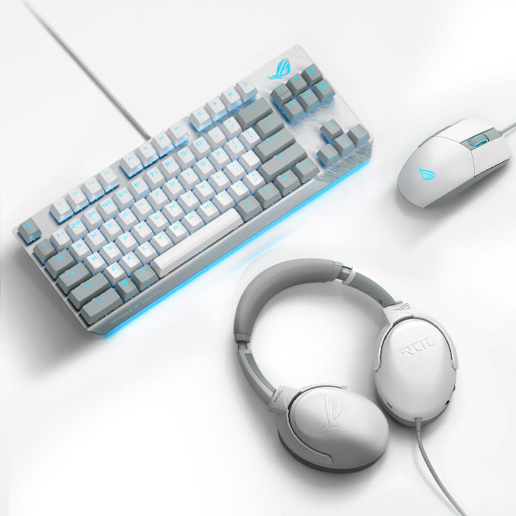 Asus Gaming-Headset »ROG STRIX Moonlight Gaming Bundle«, Freisprechfunktion-Mikrofon abnehmbar-Stummschaltung-integrierte Steuerung für Anrufe und Musik