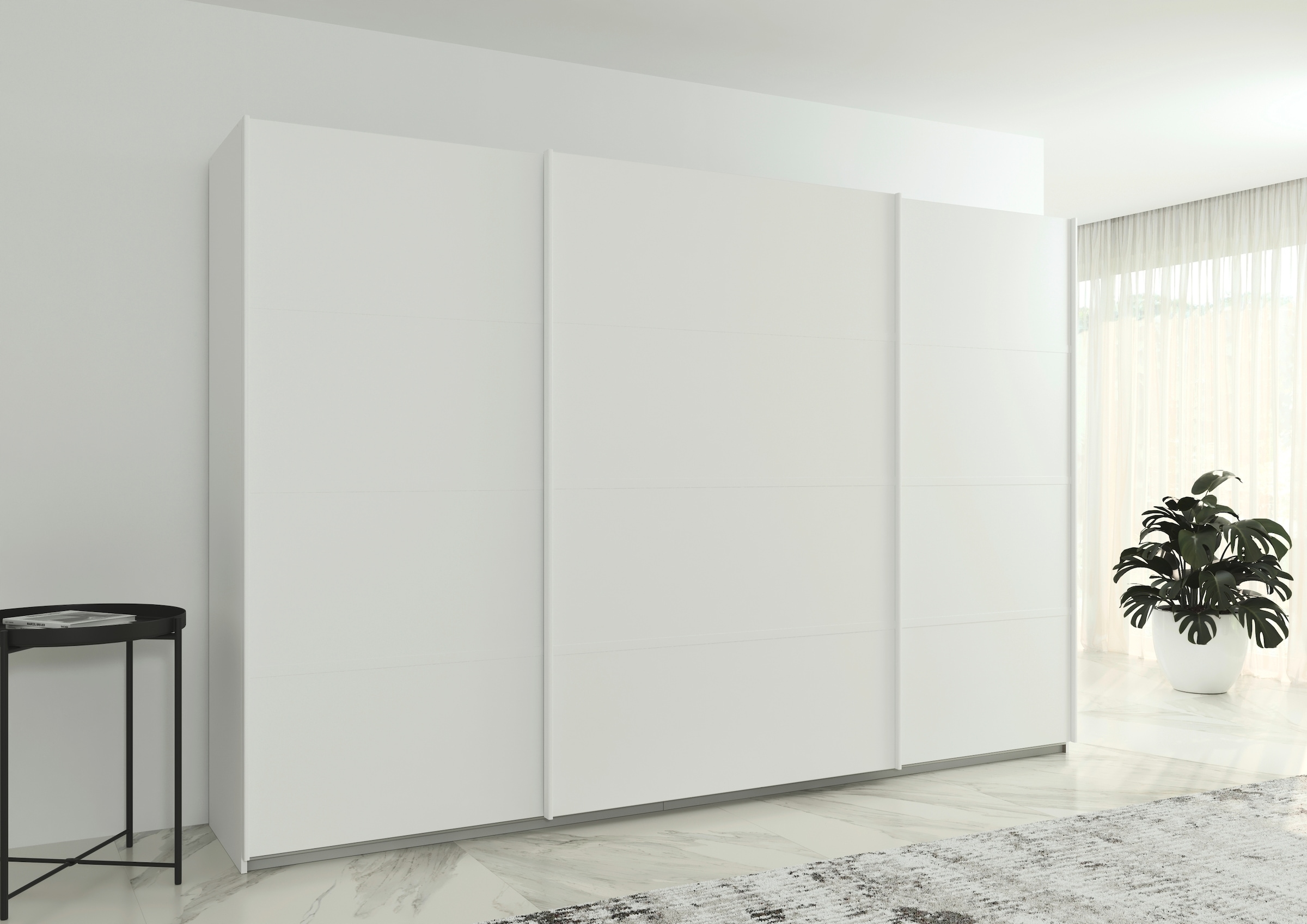 rauch Kleiderschrank »Schwebetürenschrank Garderobe Schrank TOP ANGEBOT Avola«, (in 3 verschiedenen Ausstattungen BASIC/CLASSIC/PREMIUM), mit eleganten Zierleisten in Chrom, Schwarz oder Weiß MADE IN GERMANY