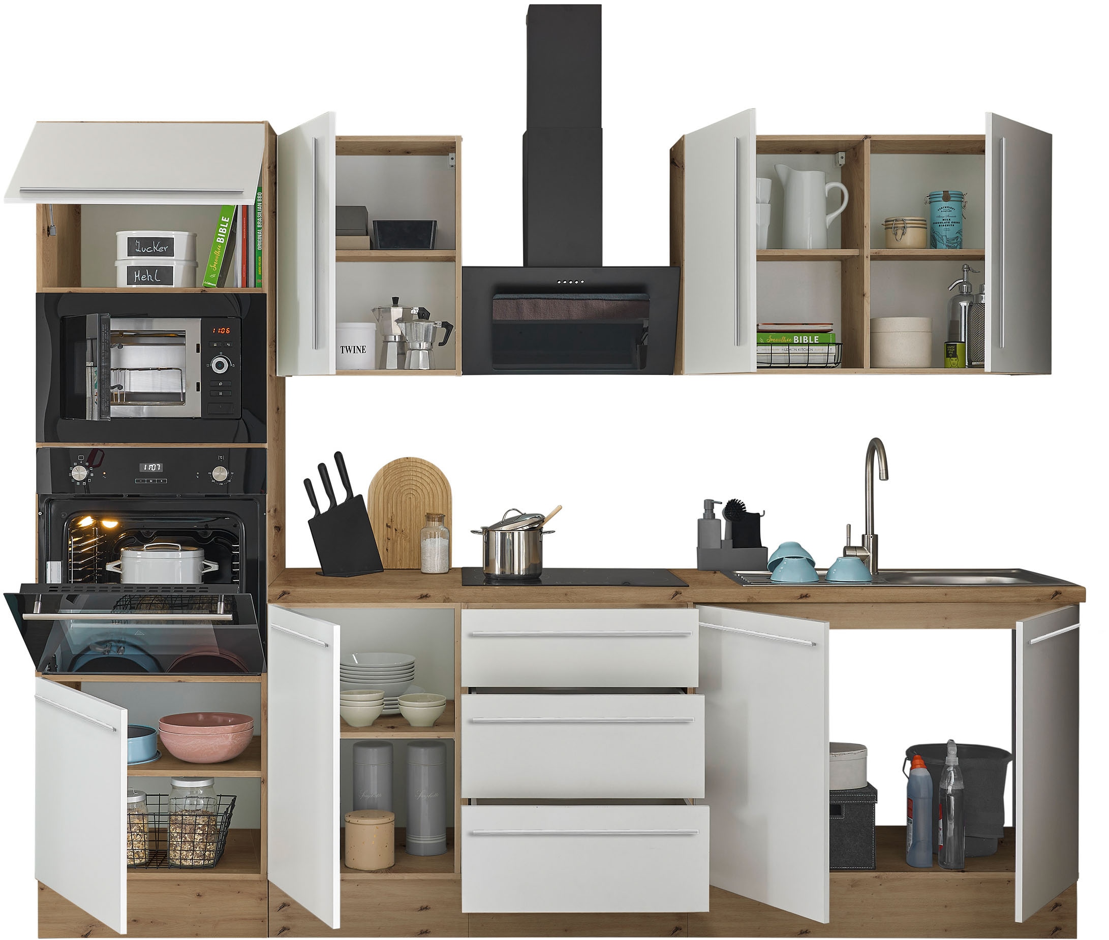 KOCHSTATION Küchenzeile »Florida« Breite 270 cm, wahlweise mit E-Geräten,Softclose für Türen/Schubkästen