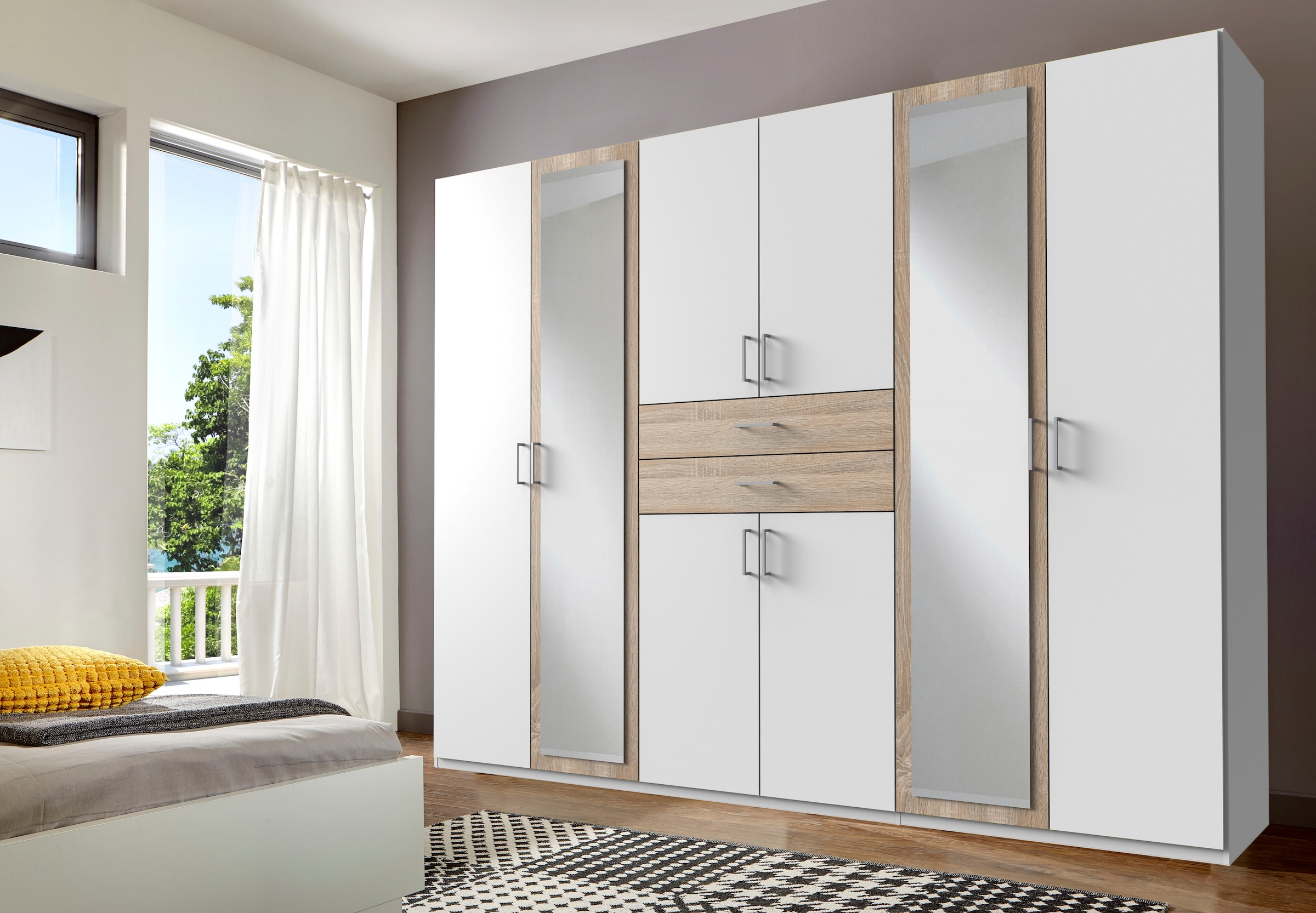 Wimex Kleiderschrank »Diver Drehtürenschrank mit Spiegel, Schubladen, 225 oder 270cm breit«, Bestseller Schlafzimmerschrank wahlweise 3 Innenausstattungen
