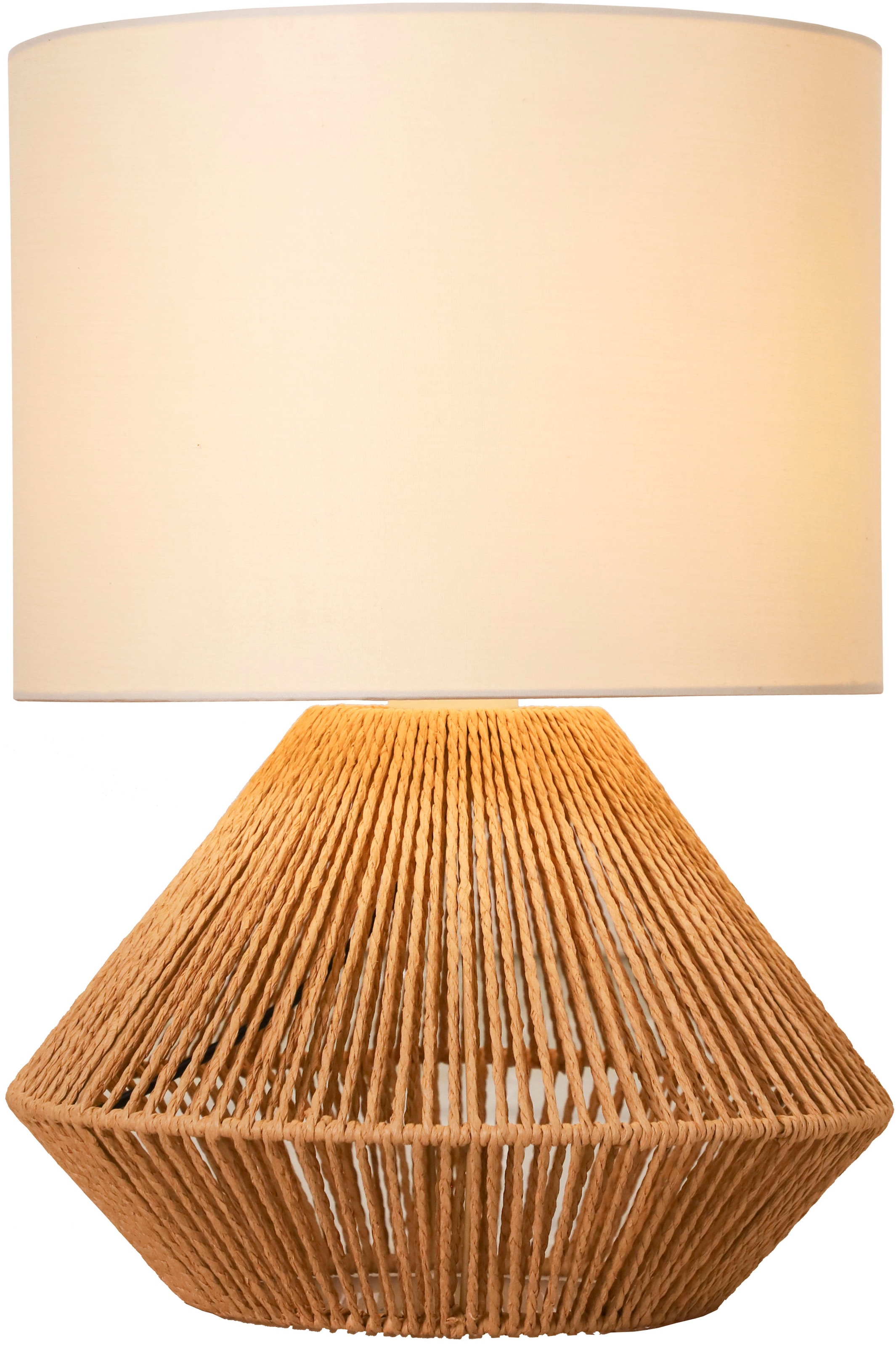 OTTO home Tischleuchte »Sillias« E27 1 Stk. Tischlampe mit Sisal Schnur,  Leinenschirm / Stoff - beige, 42 cm hoch