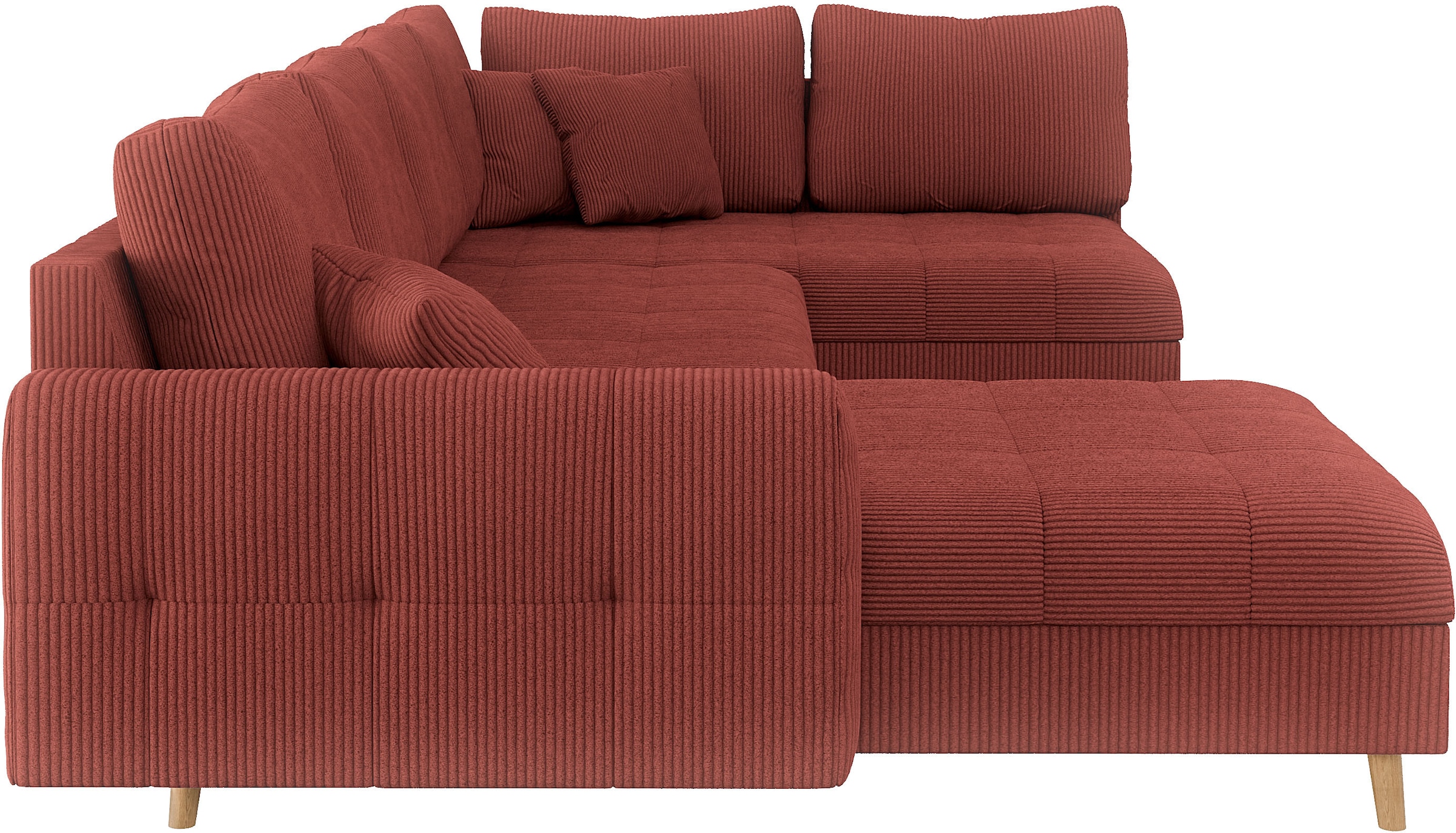Home affaire Wohnlandschaft »CHARRE U-Form mit Ottomane, Maße B/T/H: 310/161/81 cm«, feine Steppung, lose Rücken- und Zierkissen, auch in Cord und Bouclé