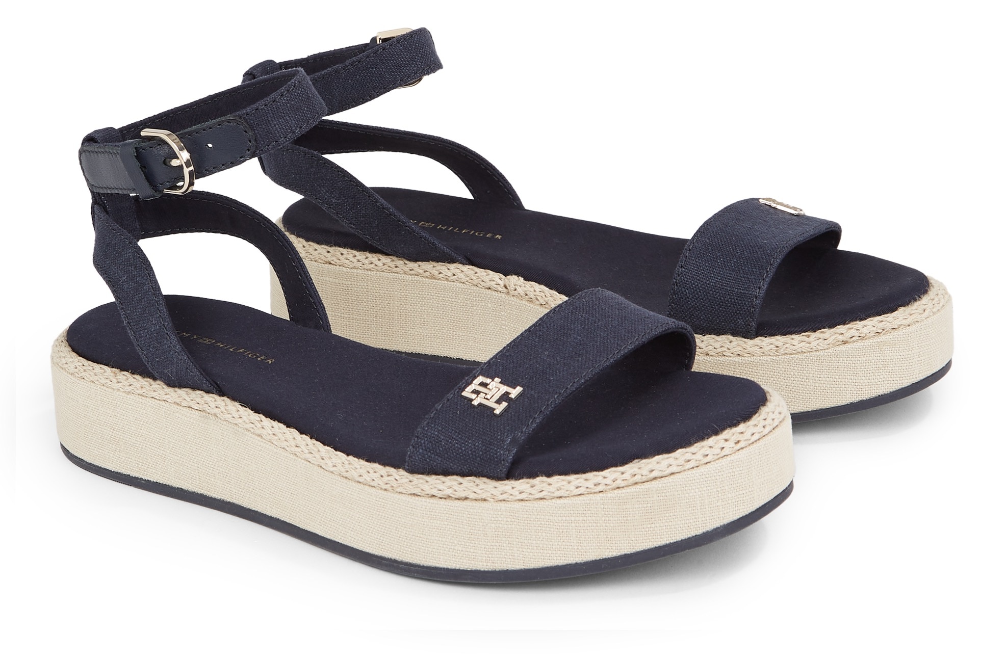 Riemchensandale »LINEN FLATFORM«, Sommerschuh, Sandalette, Plateauabsatz, mit...