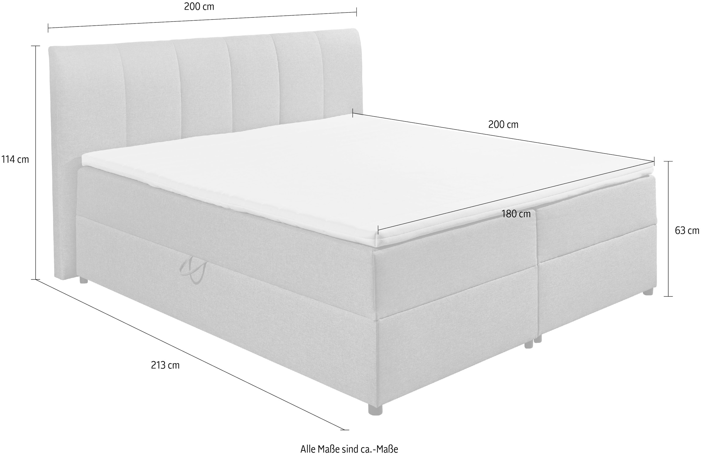 ED EXCITING DESIGN Boxbett »"Granada", Topseller inkl. Bettkasten und Topper«, erhältlich in den Größen 120x200cm & 180x200cm