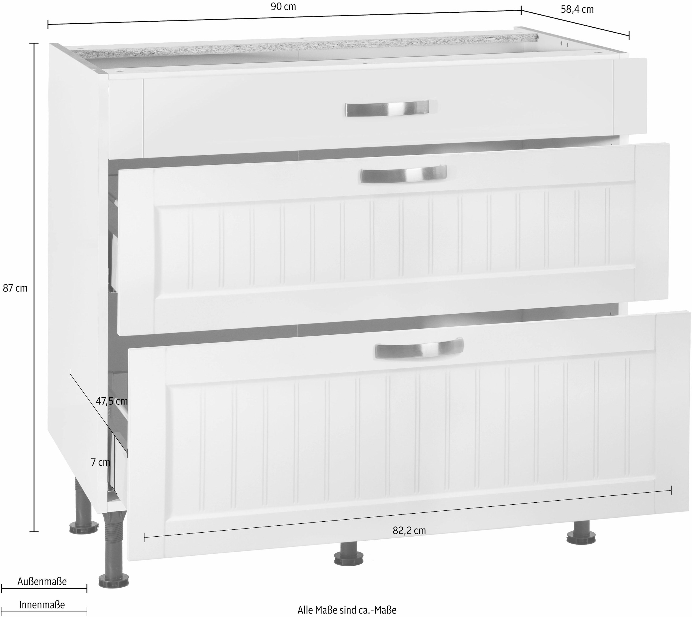 KOCHSTATION Unterschrank »KS-Cara« Breite 90 cm, mit Vollauszügen und Soft-Close-Funktion