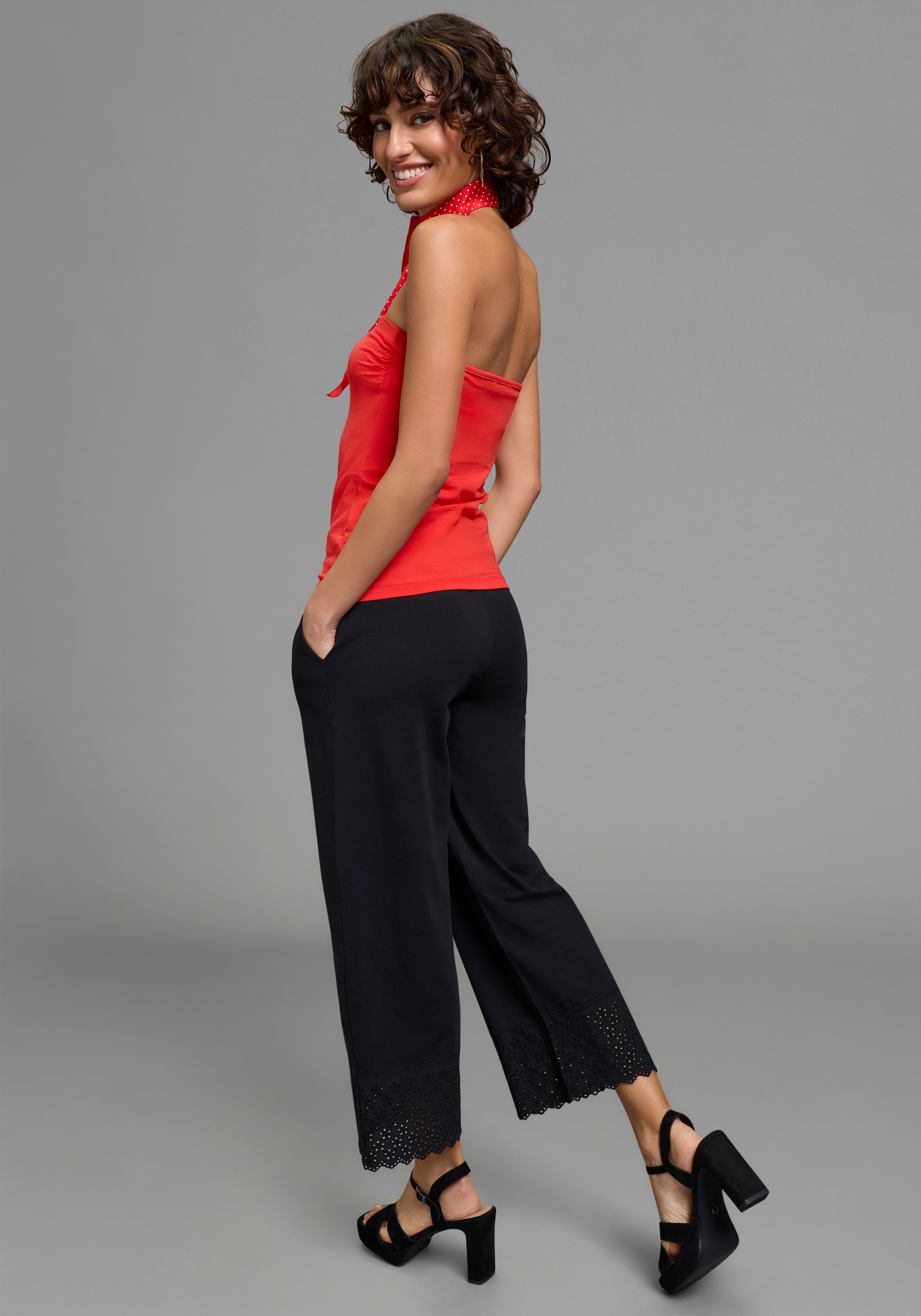 Laura Scott Culotte  wadenlange Schnittform, weite Beinform, aus Baumwolle und Elasthan