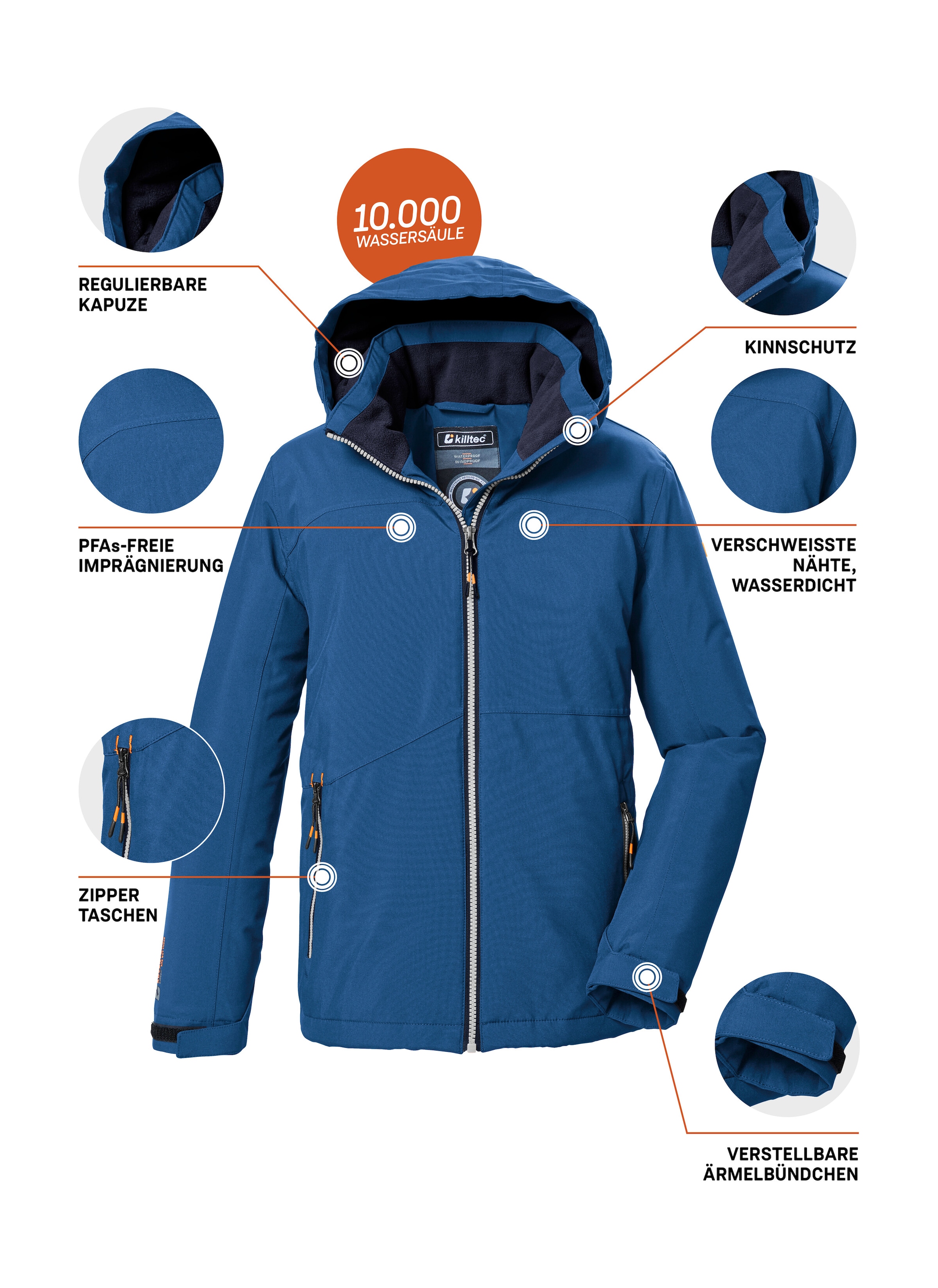 Killtec Funktionsjacke »KOW 369 BYS JCKT« Wasserdichte Jungen Funktionsjacke mit Kapuze, PFAS-frei imprägniert