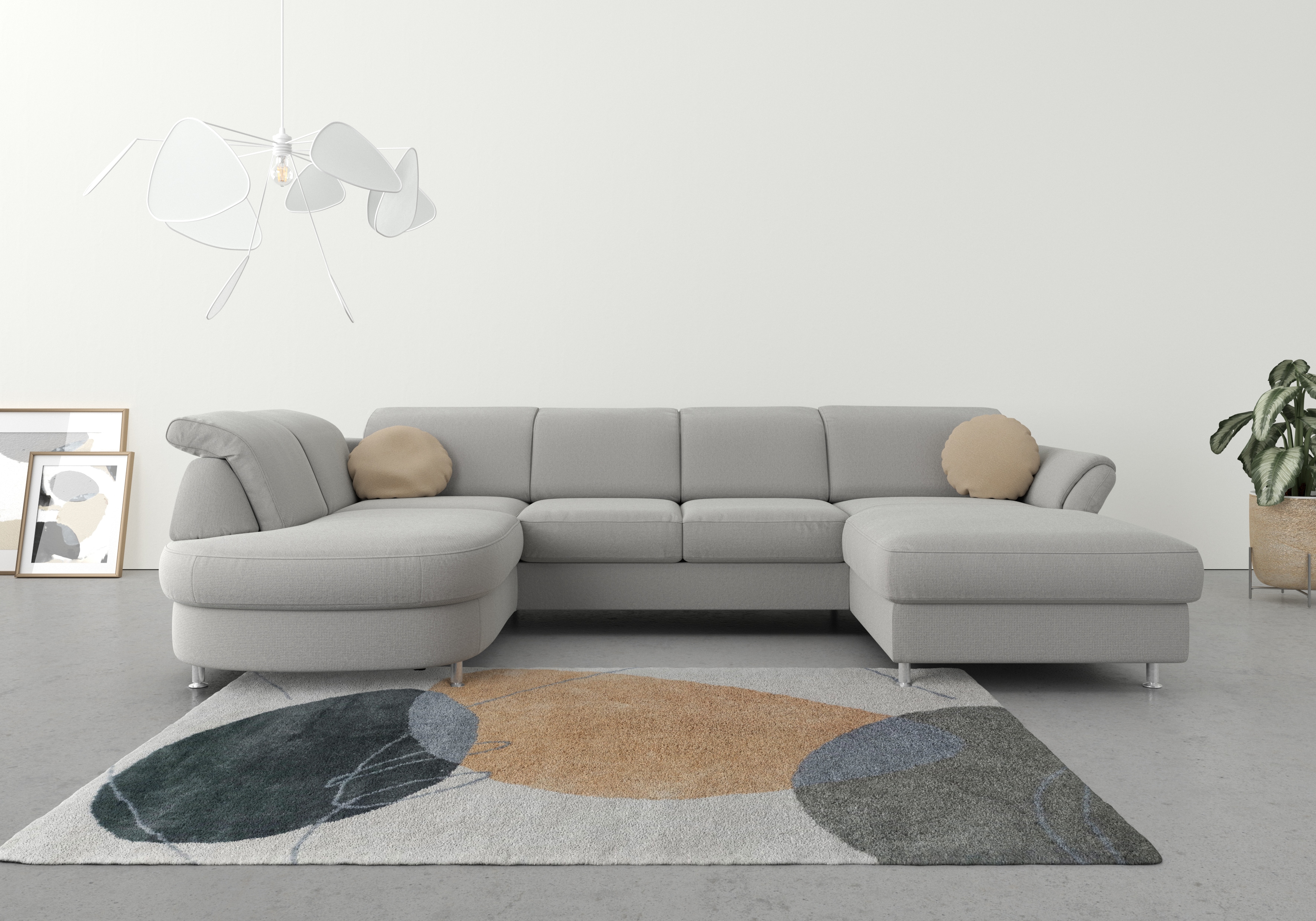 sit&more Wohnlandschaft "Apulia U-Form" wahlweise Schlaffunktion, Bettkasten und Kopf- und Armteilverstellung