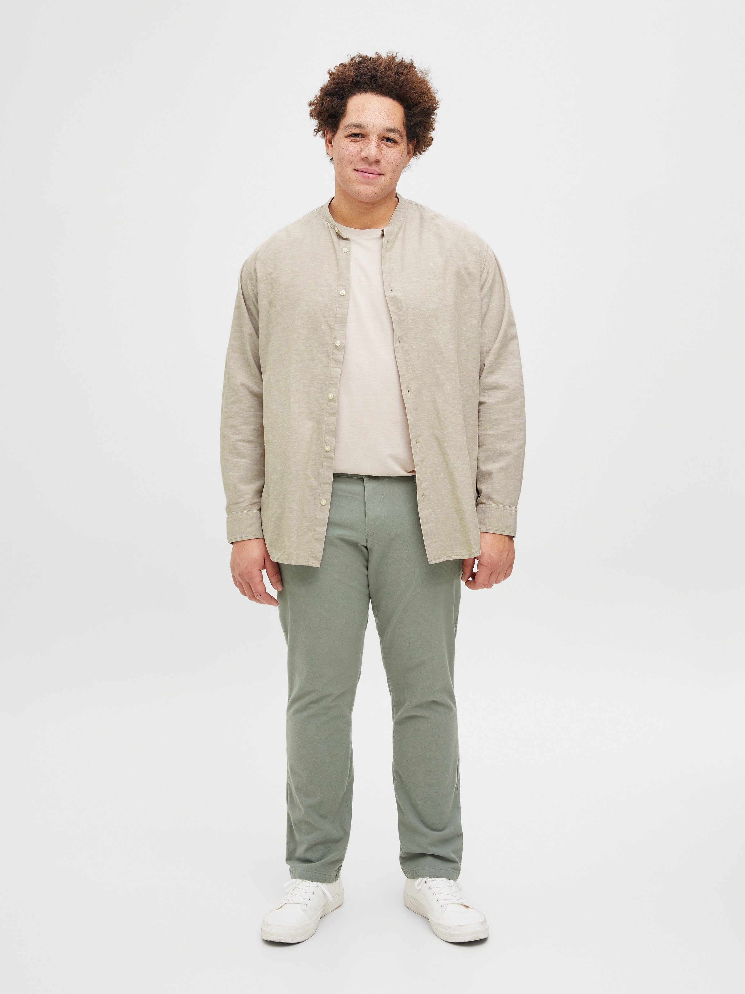 Jack & Jones PlusSize Langarmhemd »JJEBREEZE LINEN BLE BAND SHIRT LS SN PLS«