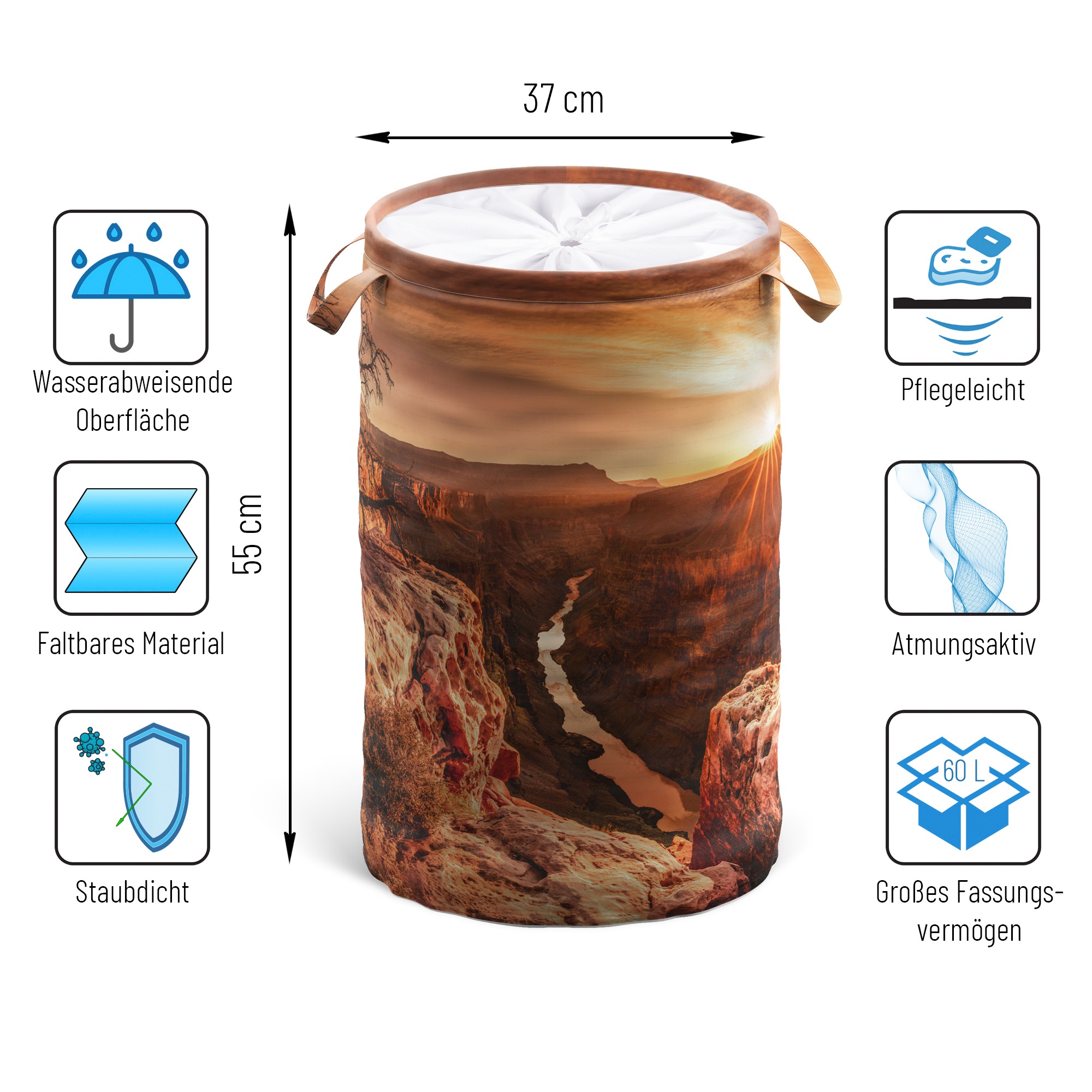 Sanilo Wäschekorb »Grand Canyon«, 60 Liter, faltbar, mit Sichtschutz