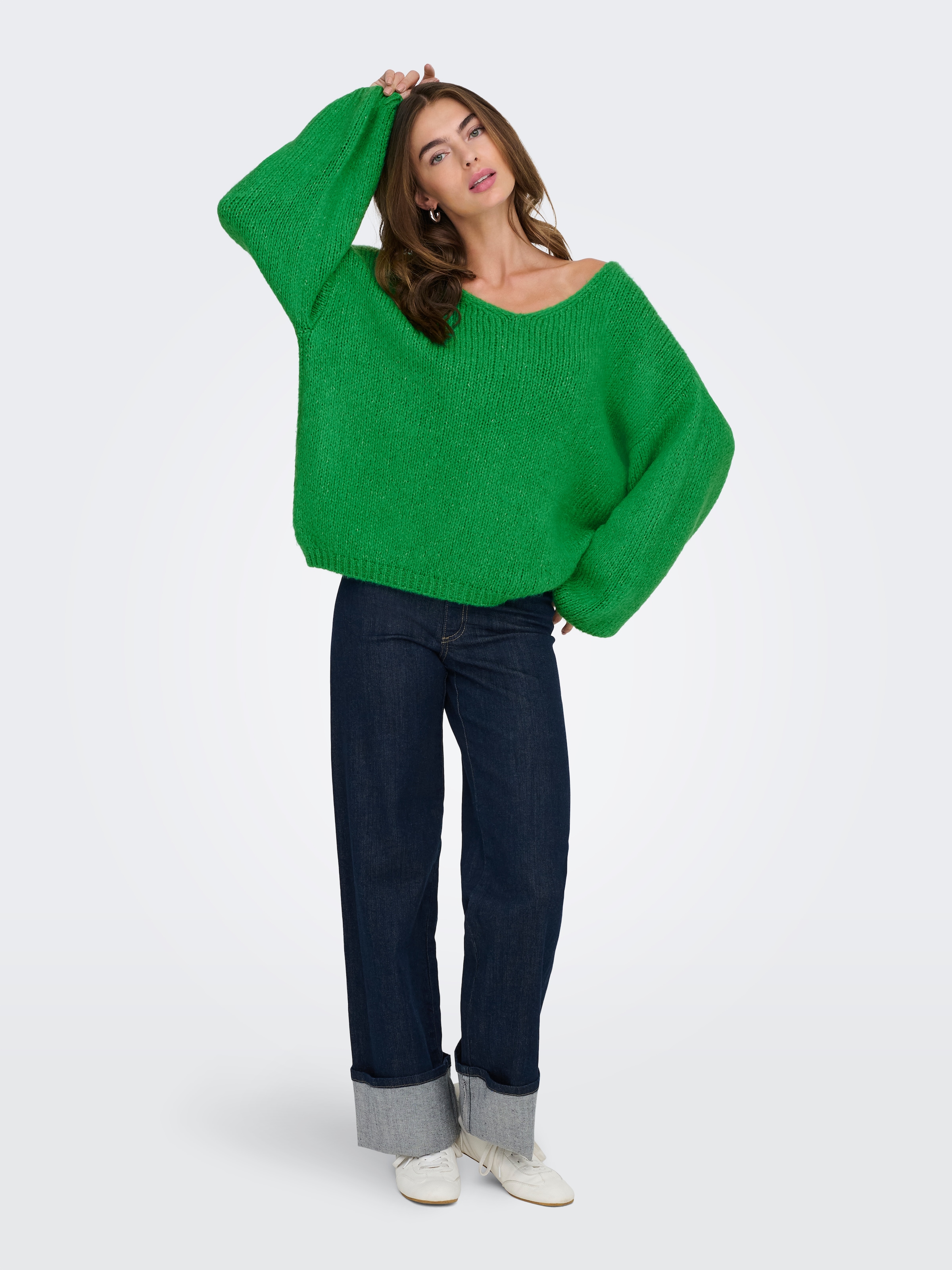 JDY V-Ausschnitt-Pullover »JDYDINEA L/S REVERSIBLE PULLOV. KNT NOOS« der V-Ausschnitt kann vorn und hinten getragen werden