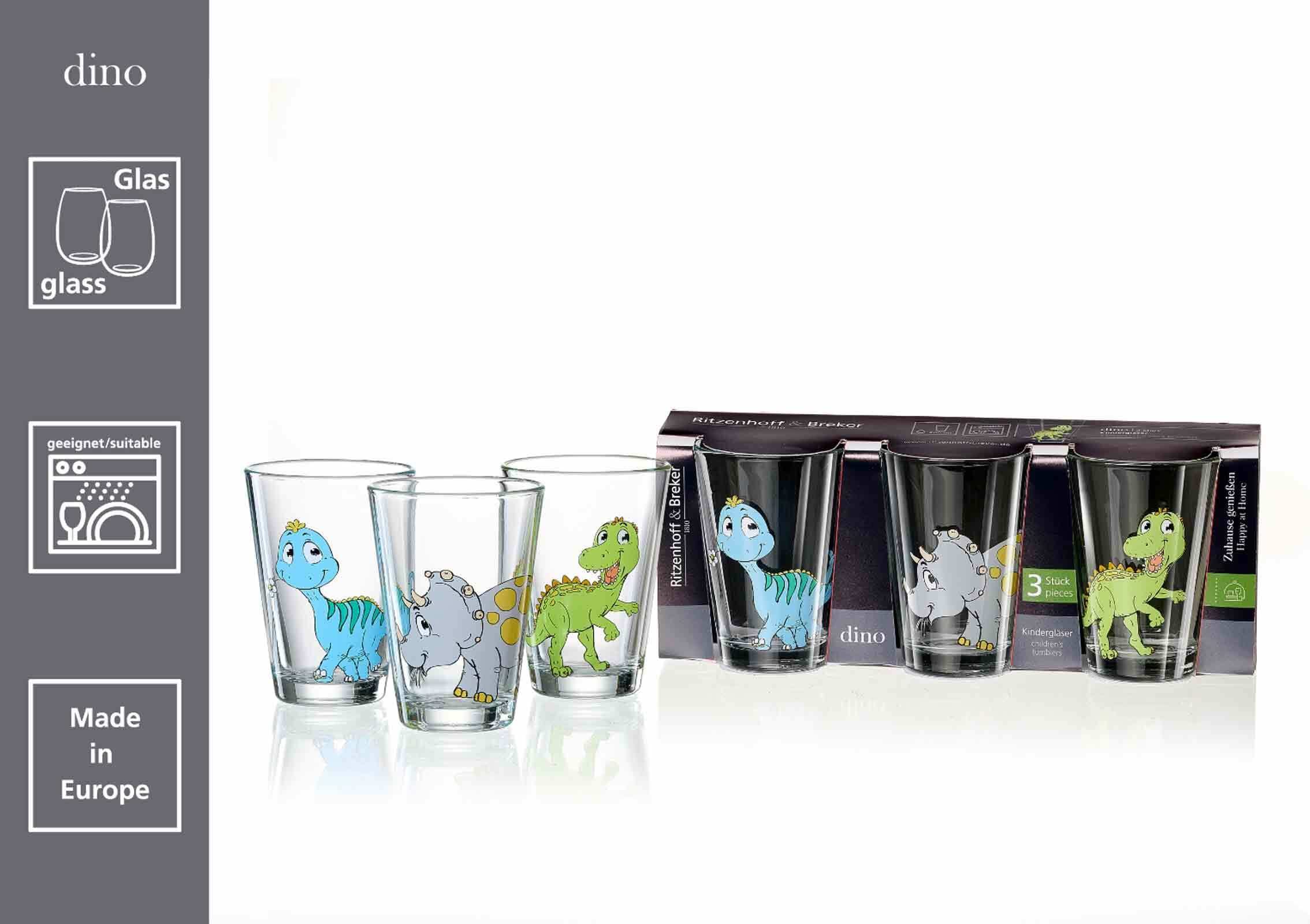 Ritzenhoff & Breker Kinderbecher »Kindergläser Dino und Meerestiere 200 ml 6er Set bunt« Spülmaschinengeeignet