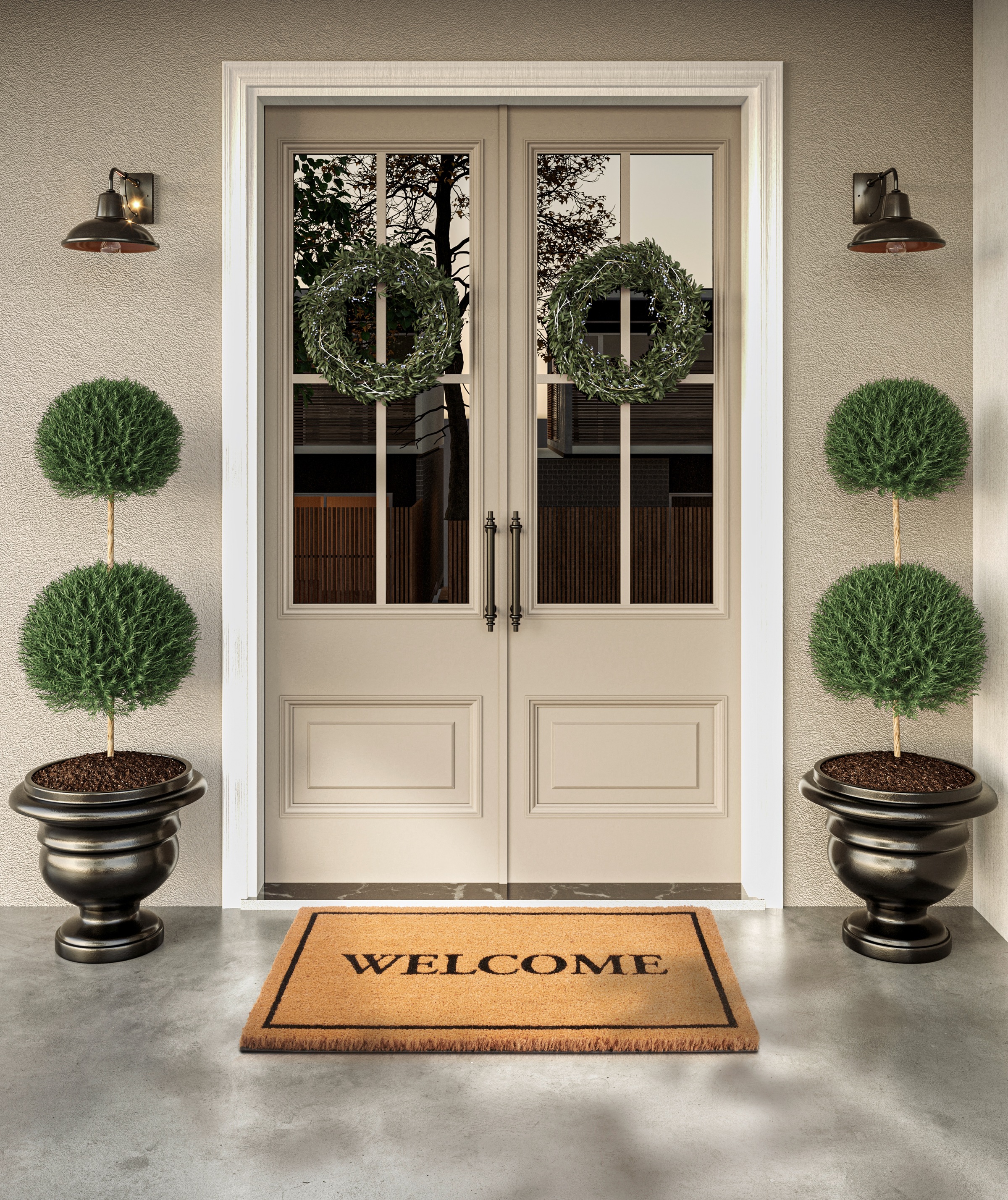 Villeroy & Boch Fußmatte »Caroline Welcome, Türmatte«, rechteckig, 23 mm Höhe, Robust, Innen, Außen, Schmutzabtreter, Wetterfest, Natur, Kokos
