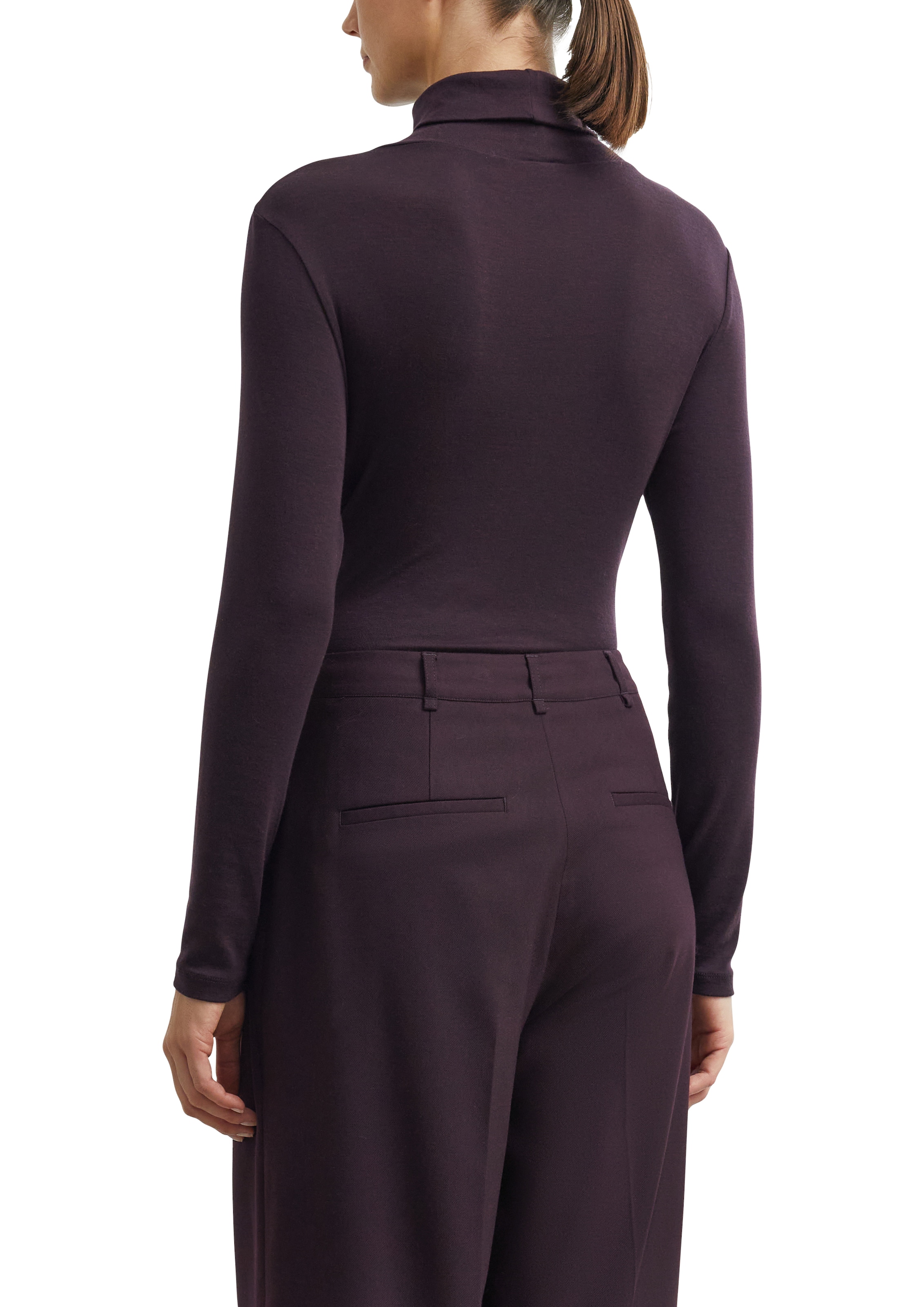 Comma Rollkragenshirt unifarben mit Wolle und Stretch
