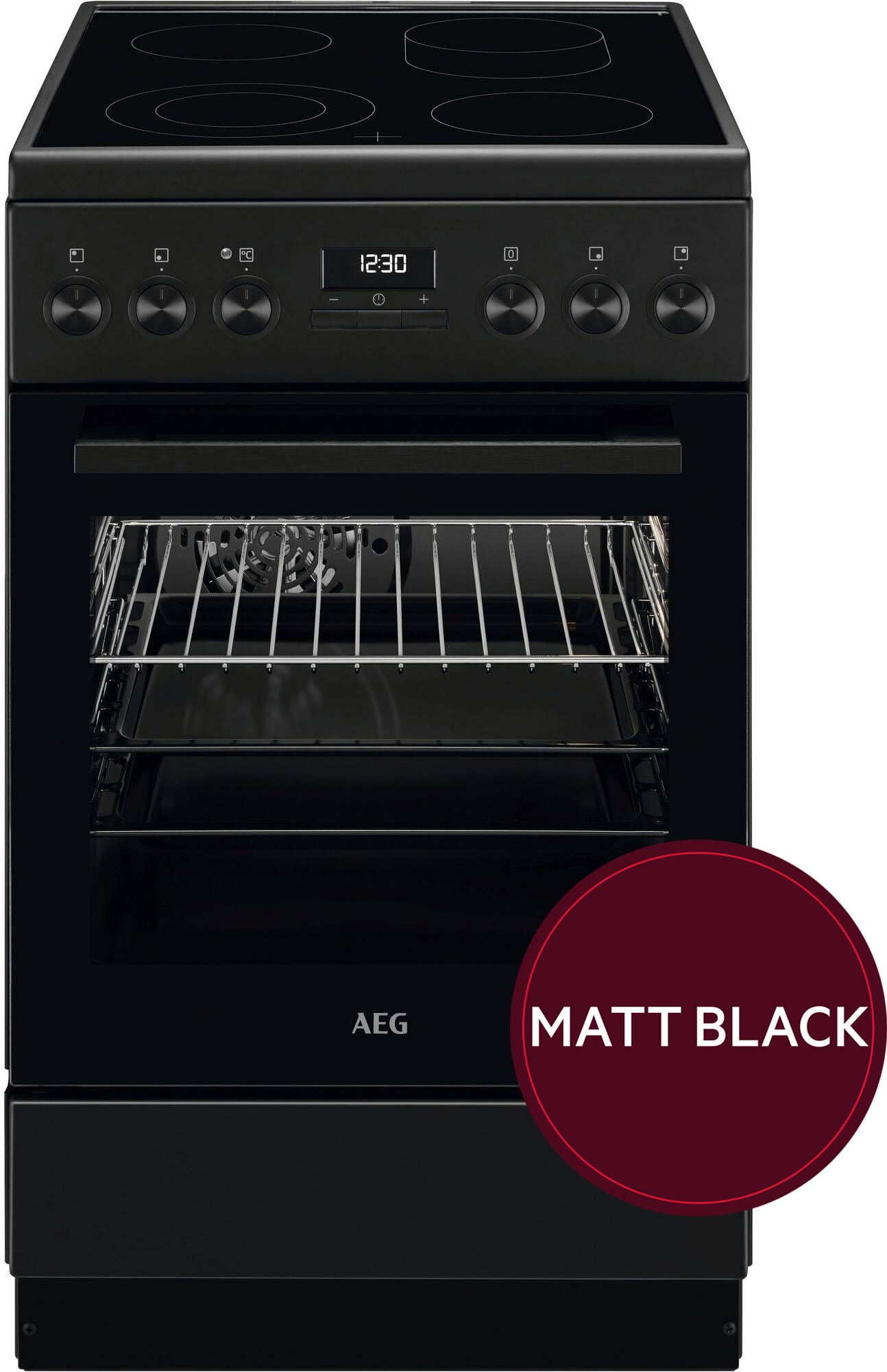 AEG, Elektro-Standherd »CCB54492BB« mit Teilauszug Matt Schwarz Elektroherd 50cm breit mit 8Programmen & Teleskopauszügen, matt-schwarz, 